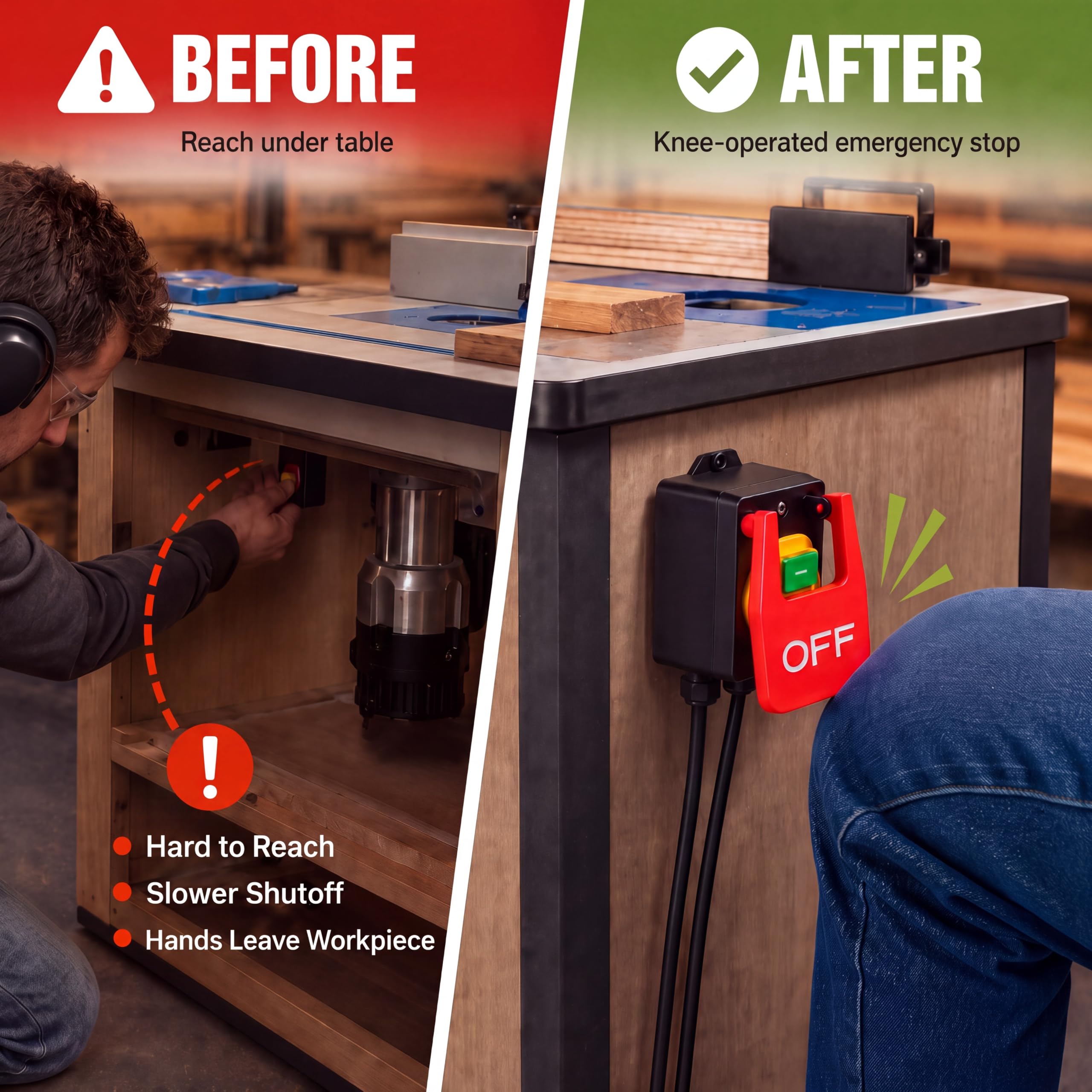 Dreyoo Table Saw Paddle Switch - Knee/Thigh Stop -3