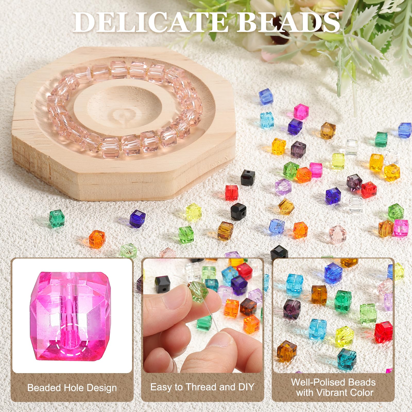 PATIKIL 6mm Crystal Glass Cube Beads - Image 3