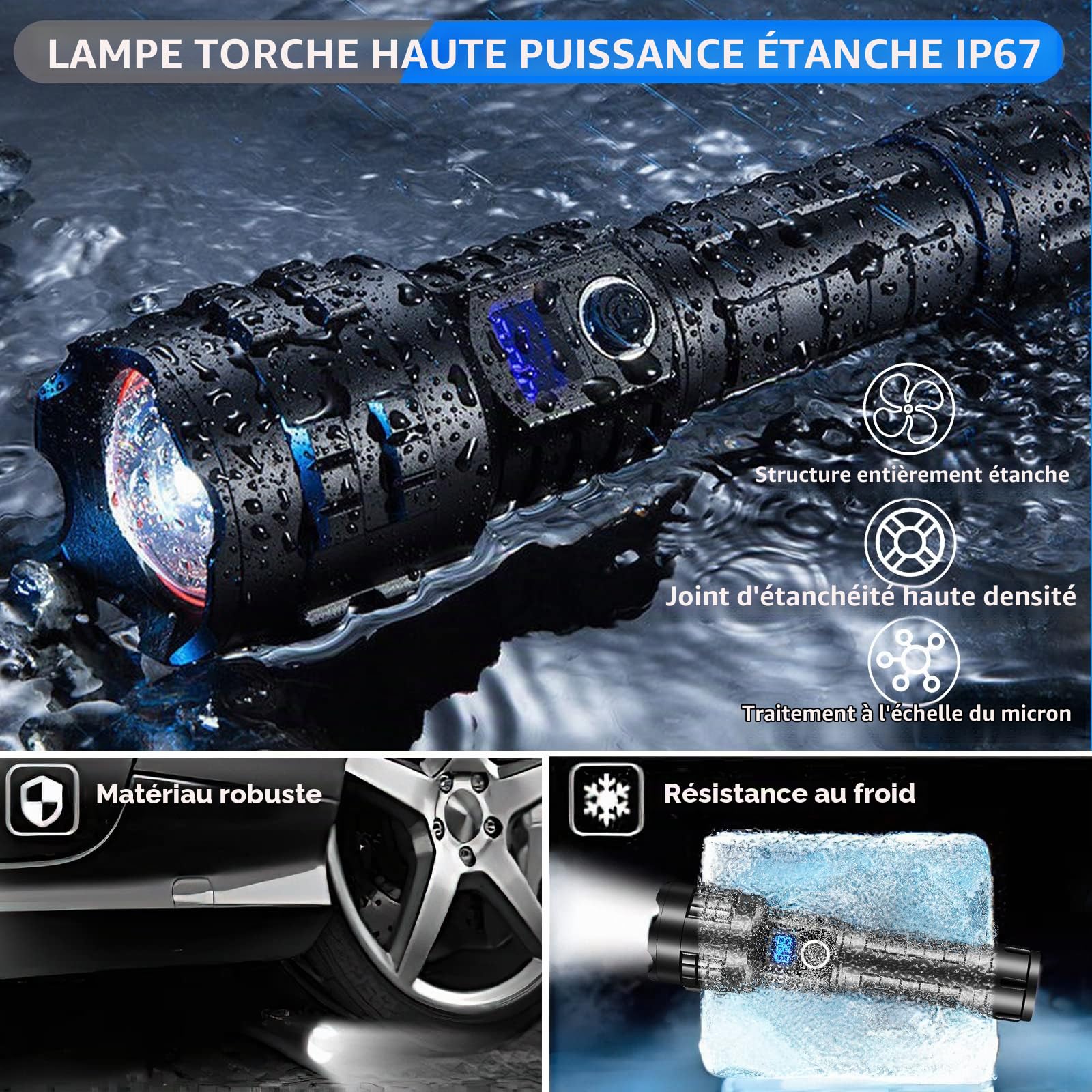 Lampes de poche rechargeables XHP99 haute luminosité 990 000 lumens LED tactiques super lumineuses haute puissance, lampe de poche puissante pour la chasse, la randonnée, la bataille