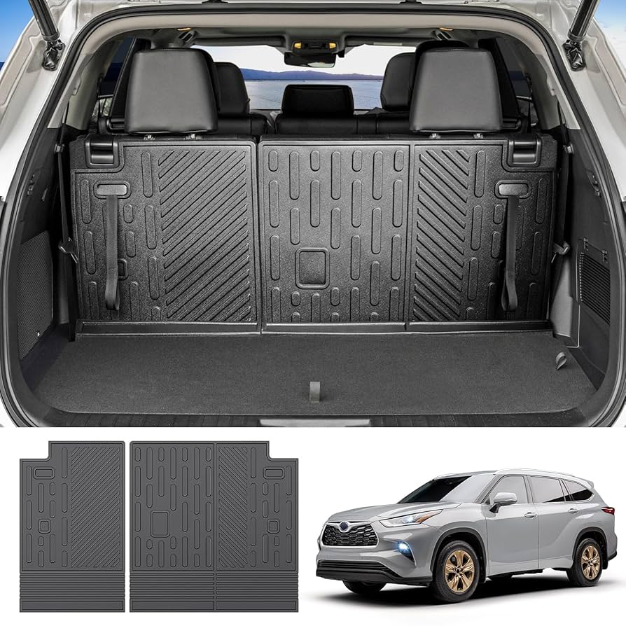 Fit 2020-2023 Toyota Highlander Rear Cargo Mats Backrest Mats TPE Cargo Liners