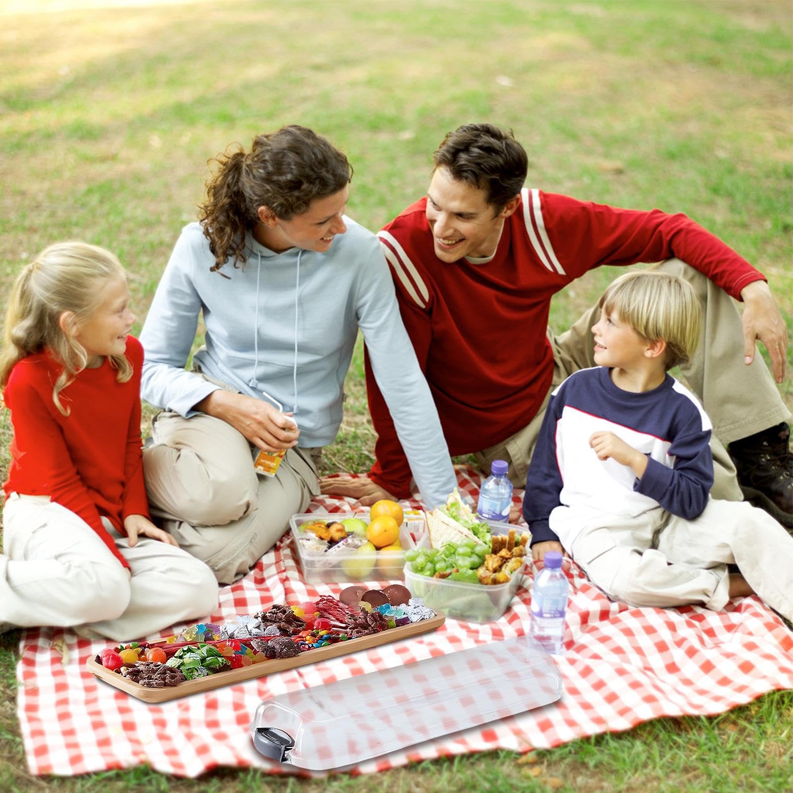Rechteckiges Servierbrett Vielseitig Nutzbar Mit Transparentem Deckel | Schneidebrett Und Servierplatte Für Obst Kuchen Käse Aufschnitt Steak Familienfeier Picknick