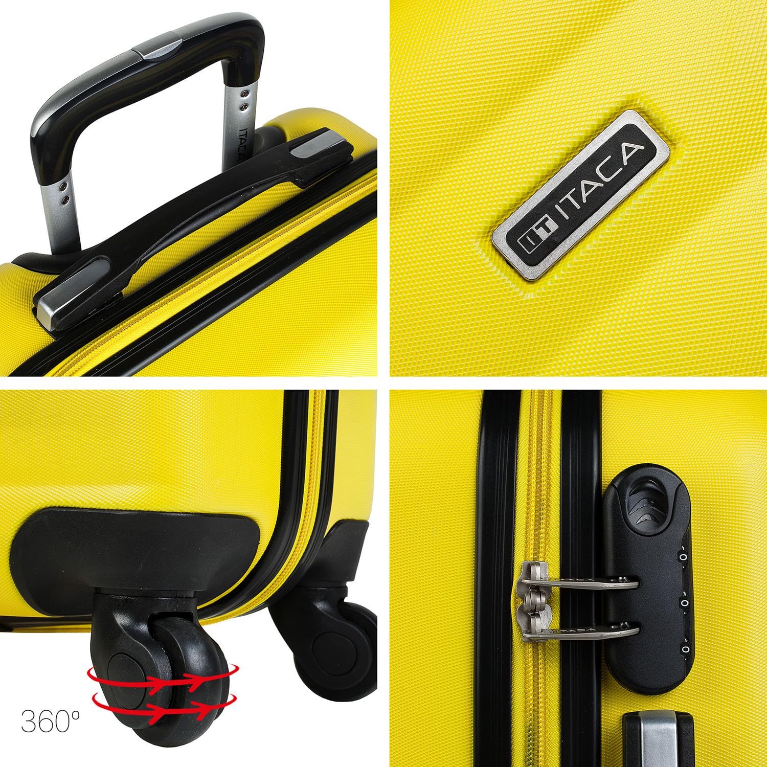 ITACA - Maleta de Cabina 55x40x20 - Maletas De Viaje Cabina Rígidas Trolley con 4 Ruedas Dobles para Avion Ligera Equipaje De Mano Candado de Combinación. Compatible Ryanair, Amarillo — view 5