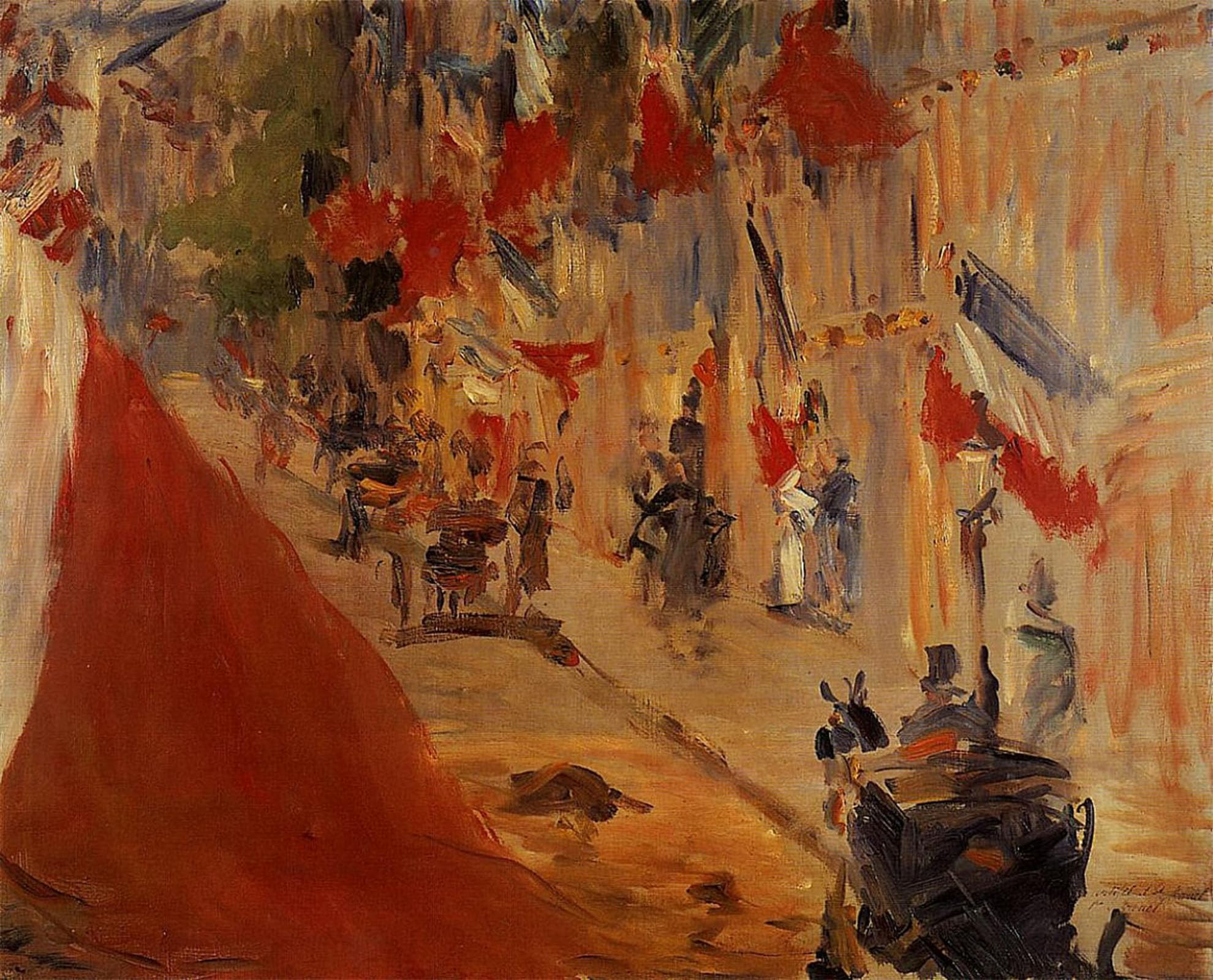 HRJUBWREE Oil Painting Prints on Canvas Painting Picture the Rue Mosnier with Flags by Edouard Manet Artwork Canvas Prints for Home Decor 60x90cm