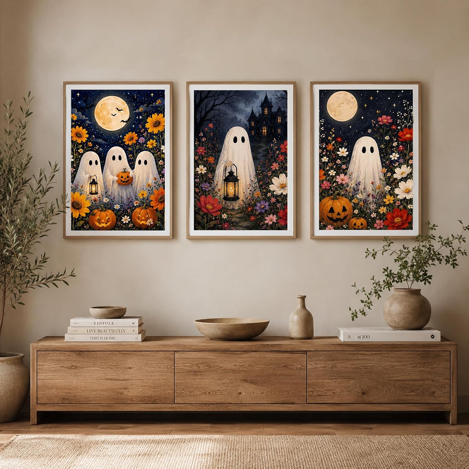 XTCIXAL 3 Pack Paint by Numbers Kit for Adults, Halloween, 8x12 Inch