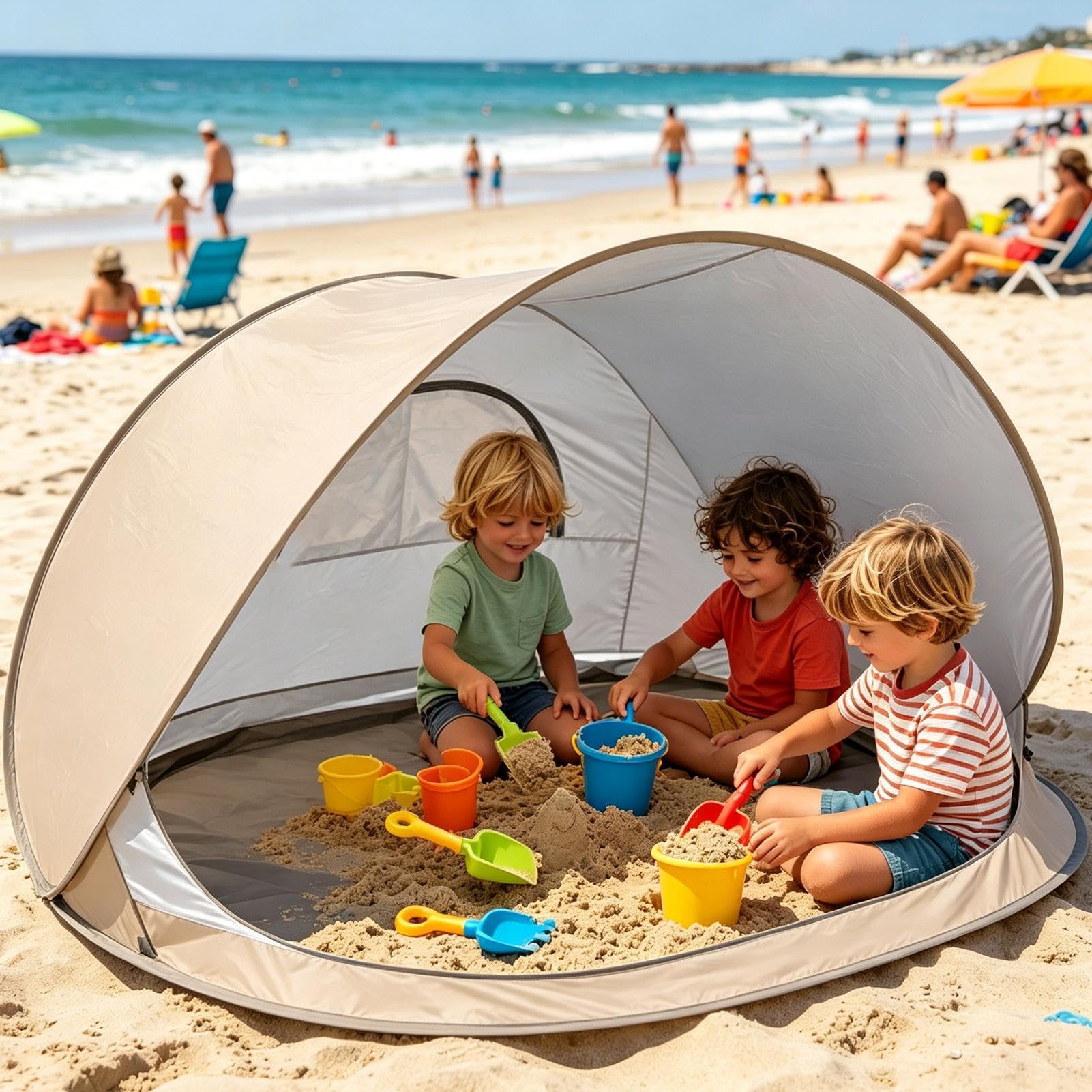 Namiot Kempingowy Przenośny Baldachim z Ochroną UV do Użytku Zewnętrznego | Namiot Przeciwsłoneczny Dla 2-3 Osób Na Zewnątrz Outdoorowy Plażowy Kempingowy Letni Wakacyjny Turystyczny Podróżny Back