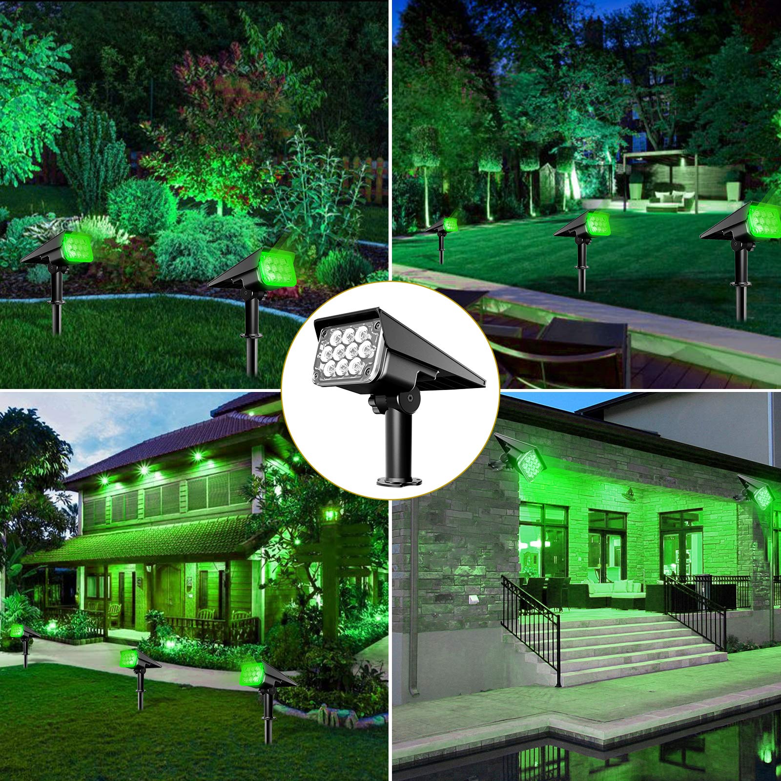 NATPOW Luces Solares LED Exterior, Luz Solar Exterior, 20 LED Impermeables IP65, Lámparas para Jardín, Patio, Calzada, Piscina y Camping (4 Piezas)