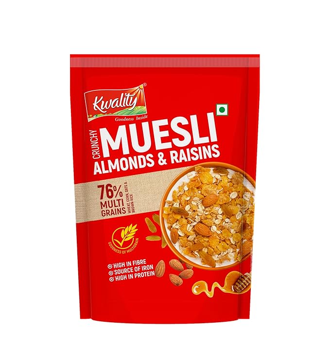 Kwality Muesli (ALMONDS & RAISINS, 100g [Pack of 1]) at Rs. 59