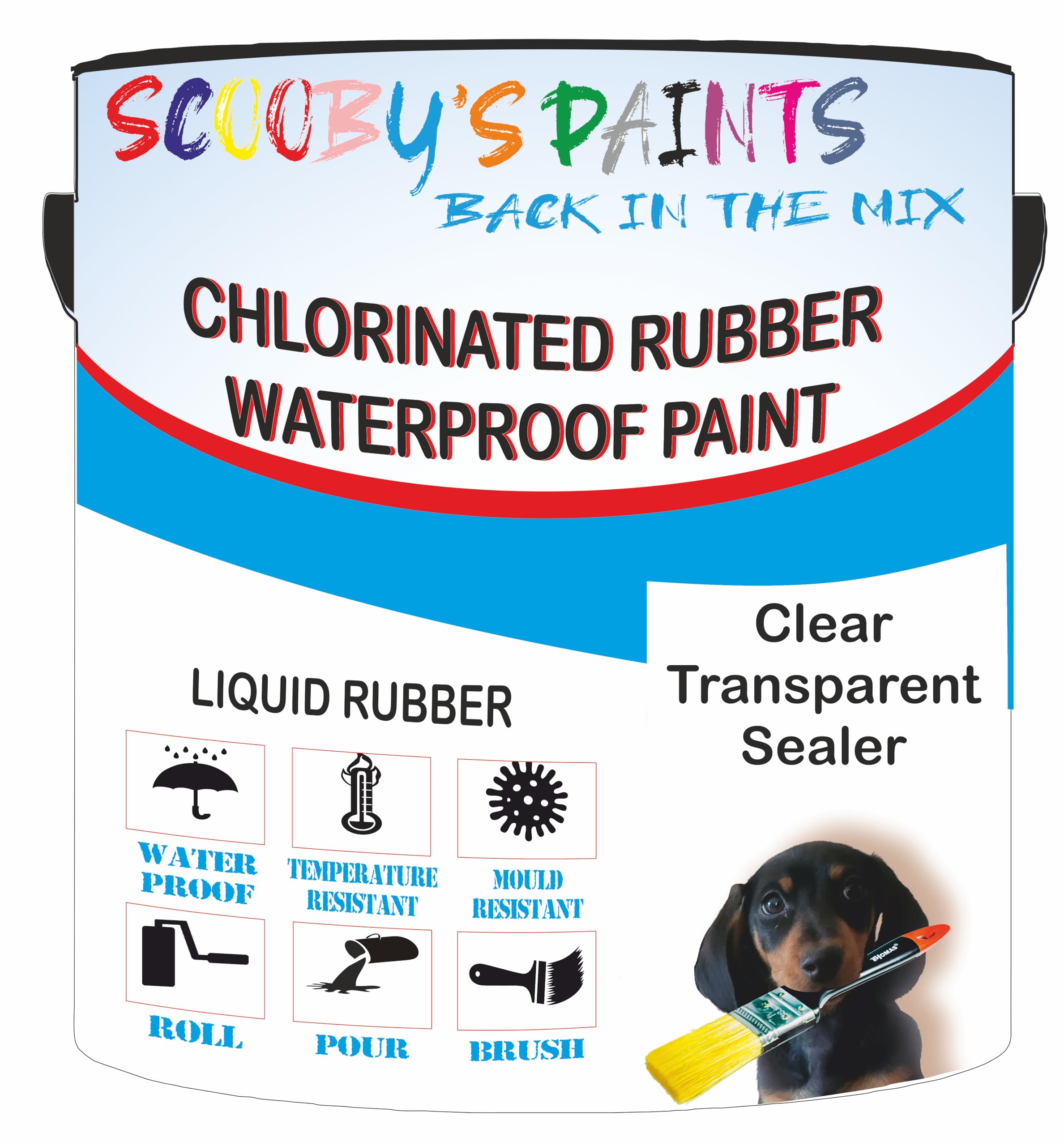 Scooby's Paints Chlorinated Rubber Waterproof Paint, Liquid Rubber (Clear Transparent Sealer, 1 Liter)