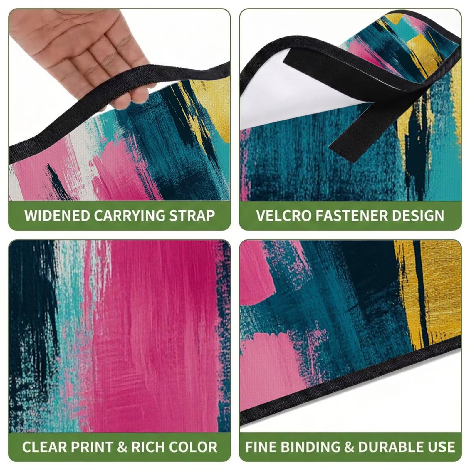 Couverture Pique Nique Grande 200x300cm,Outdoor Couverture Imperméable,Pliable Tapis de Plage Dos en PVC Anti-Sable,Picnic Blanket pour Camping Accessoires,Jardin,Parc,Famille - Coloré,abstrait UZ-792