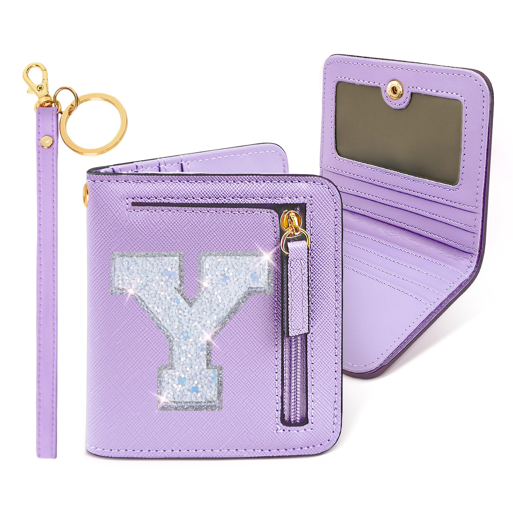 COSHAYSOO Mini Wallet with RFID Blocking Initial Monogrammed for Girls Birthday Valentines Easter Mothers Nurse Day Graduation Thanksgiving Appreciation Halloween Christmas New Year Gifts Letter Y