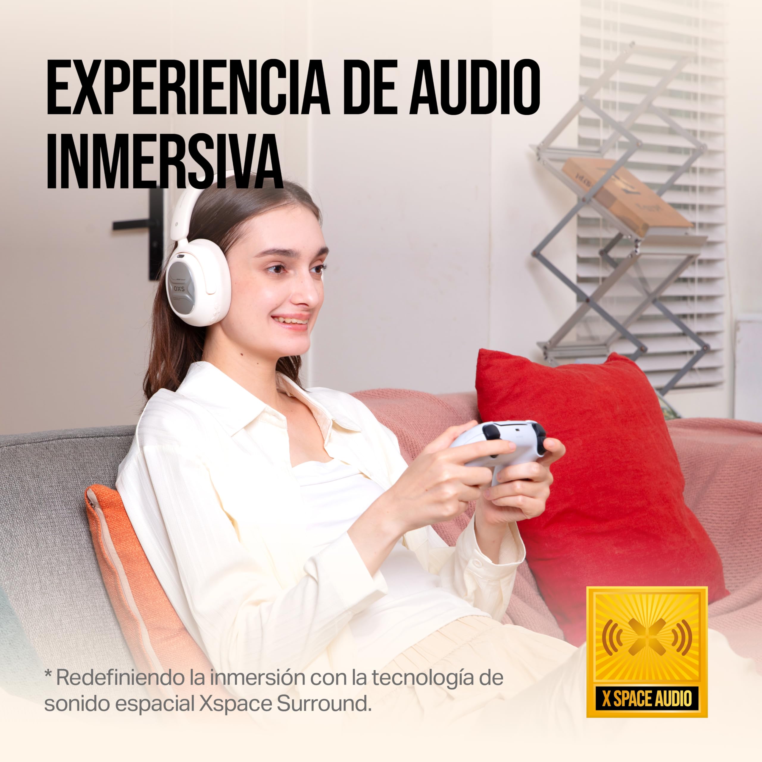 OXS Storm A2 Auriculares Inalámbricos para Juegos, Cancelación Activa de Ruido, Bluetooth 5.4 & Baja Latencia 2,4 GHz, Modos EQ Duales, 70 Horas de Batería, para PC, PS4, PS5, Switch y Móvil, Blanco