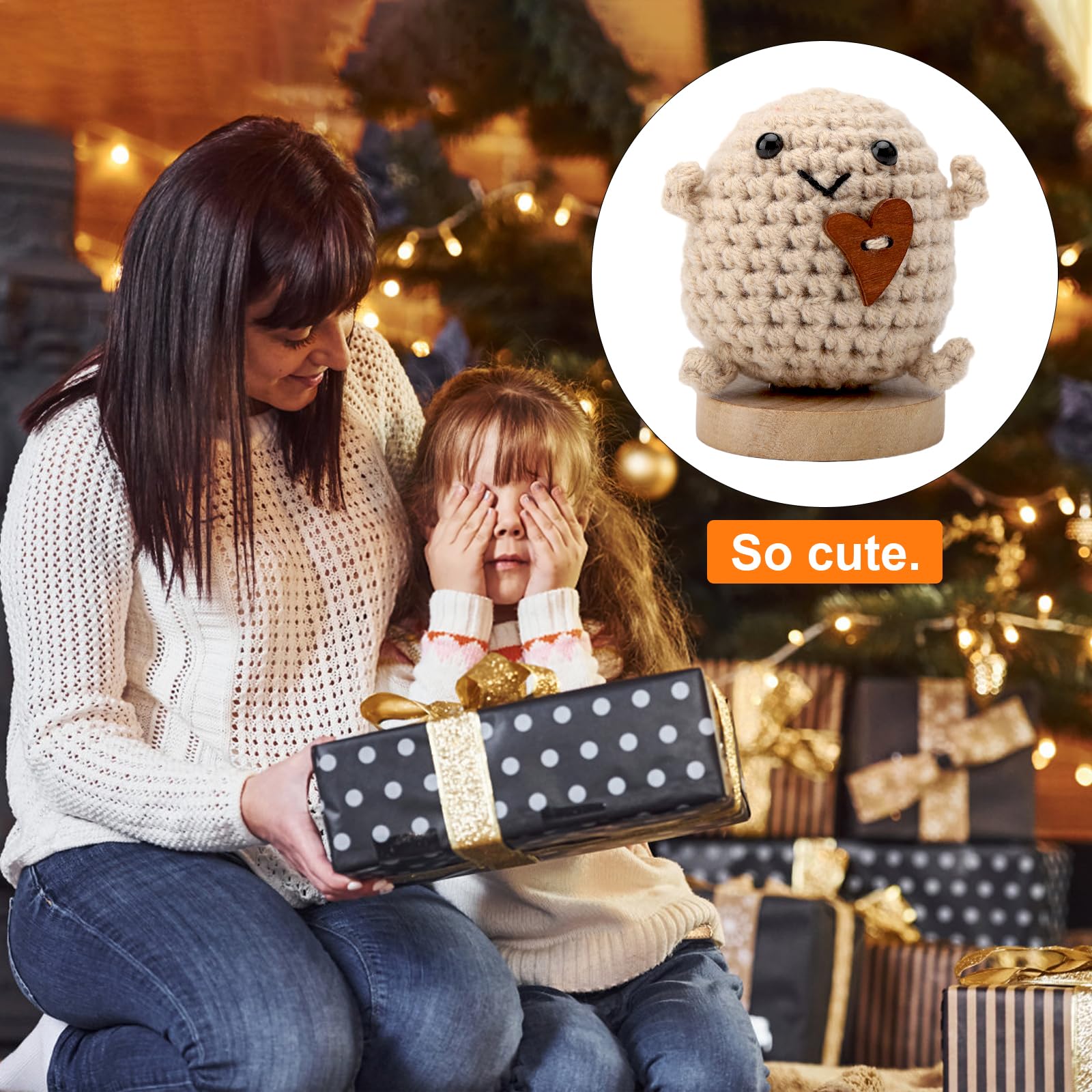 BOXOB Patata Divertente Positiva 7,5 Cm – Peluche Portafortuna Con Biglietto Di Affermazione, Regalo Simpatico