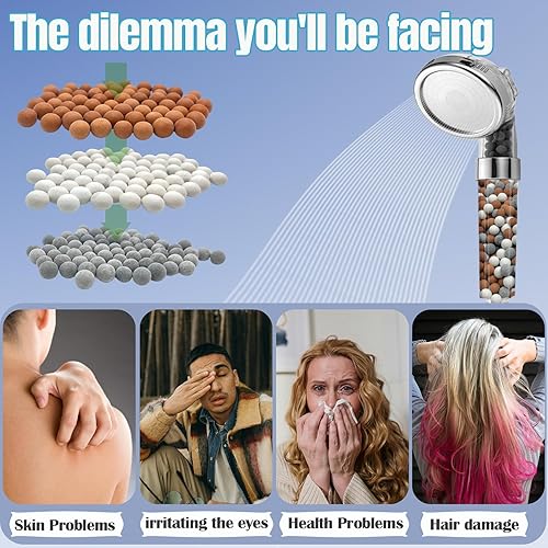 Miniatura 3 de Repuestos de cuentas para cabezal de ducha de 7.05 oz, repuesto mineral, cuentas iónicas, filtro para cabezal de ducha filtrado (naranja, gris,