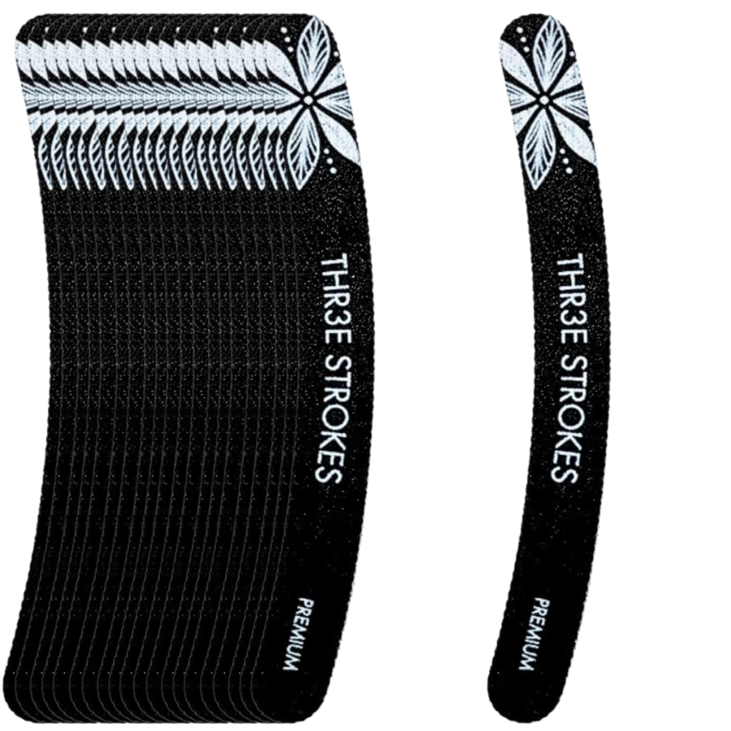 THR3E STROKES 20 Pack 100/180 Grit Nail Files, Black Professional Reusable Emery Boards Manicure Tool for Acrylic Nails, Nail Buffering Files-image-42