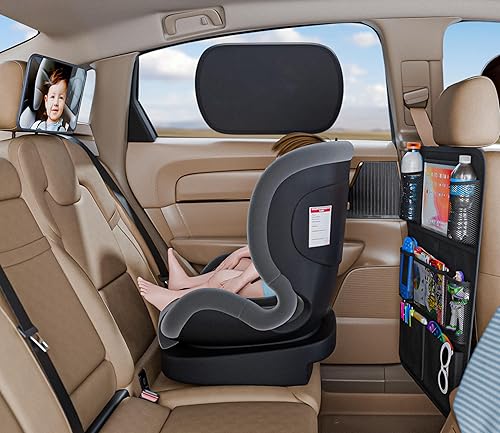 Miniatura 9 de Kit de iniciación para los nuevos padres con 1 organizador de asiento trasero, 2 parasoles de ventana, 2 ganchos para reposacabezas, 1 espejo de