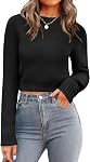 Zeagoo Chandail d'automne à col rond pour femmes 2026 Trendy Soft Ribbed Knit Long Sleeve Pull Jumper Tops