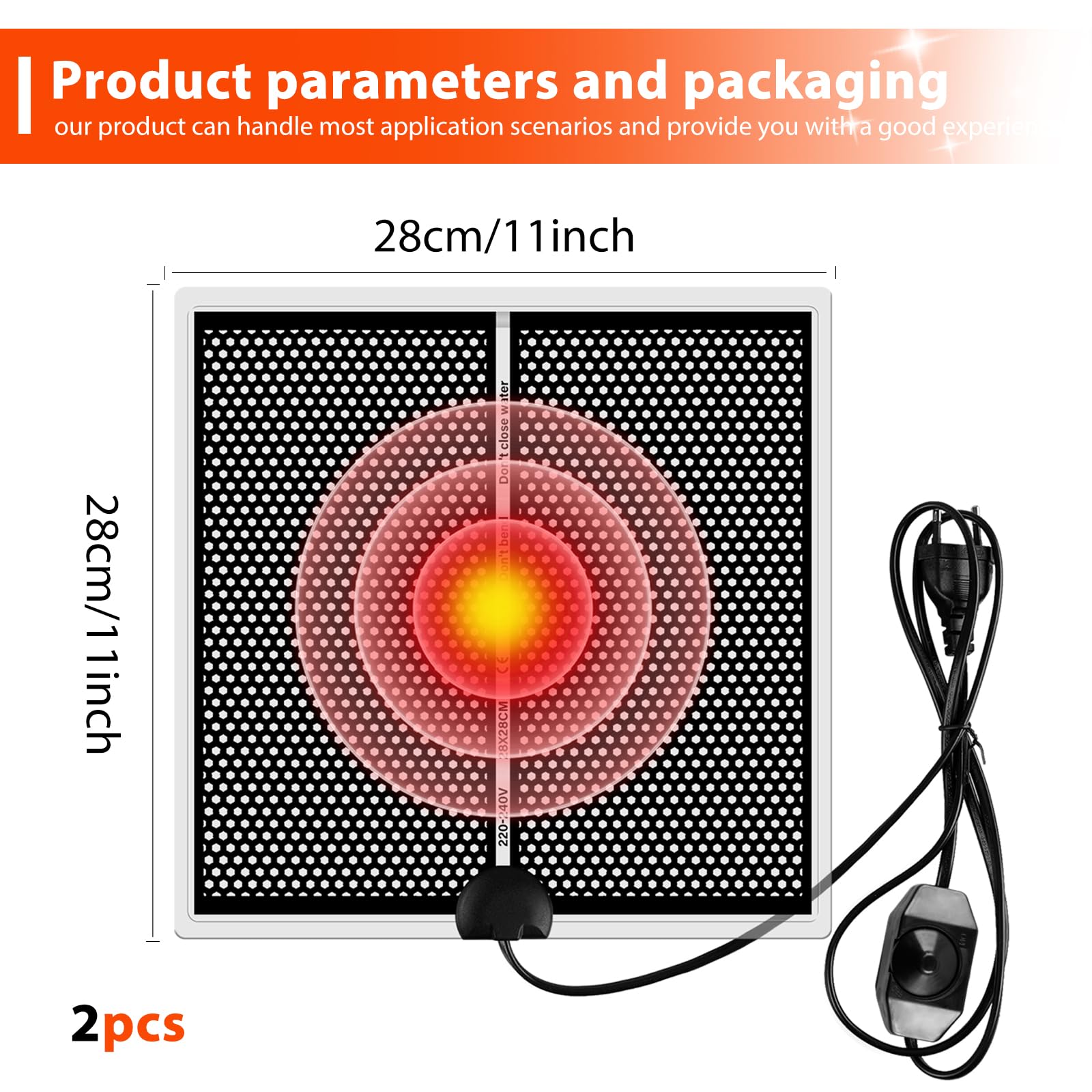 Tappetino Riscaldante Per Terrario WIYETY 2 Pezzi - 28x28cm, 14W, Regolabile Per Rettili
