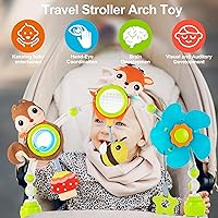 Vista 2 de Arco Ajustable de Juguetes para Cuna de Bebé para Lactantes y Niños Pequeños, Arco para Carriola, Juguetes para Cuna con Fascinantes Colgantes