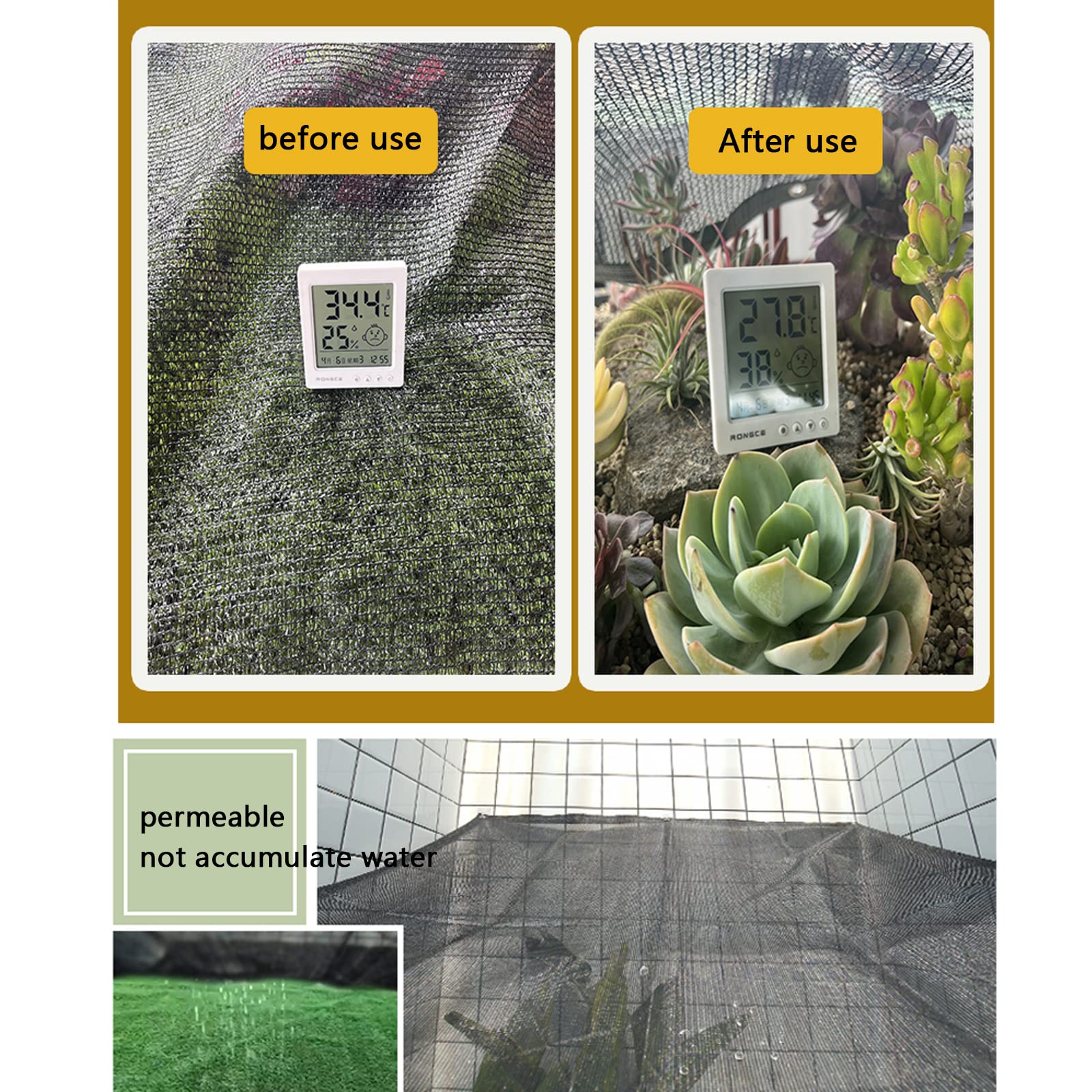 40% UV-Schutz Schattentuch, atmungsaktives Sonnenschutzgewebe, schwarzes Gartenüberdachung, Outdoor-Schattensegel für Pflanzen und Blumen, 4,5 x 7 m Sonnenschutz