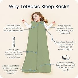 TOTBASIC Toddler Sleep Sack 1.0 TOG, Wearable Blanket Baby Sleeping Bag with 2-way Safe Zipper, Ultra Soft All Season Sleep Sacks