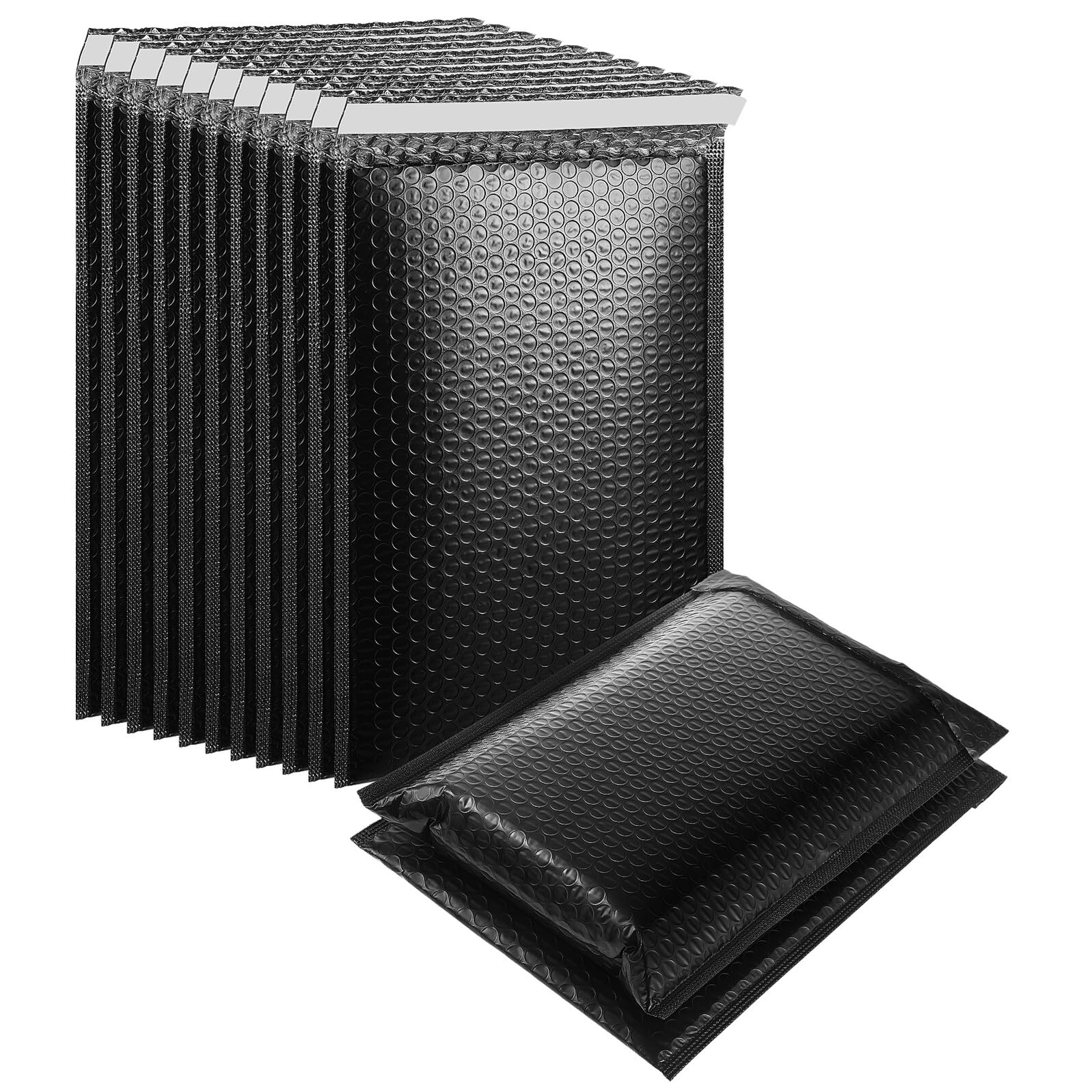 POPETPOP 50 pezzi Buste Imbottite Bolle d'Aria Nere Autoadesive Sacchetti Padded Mailer Protettivi per Spedizioni Piccole Protezione Fragili Riutilizzabili per Piccole Imprese