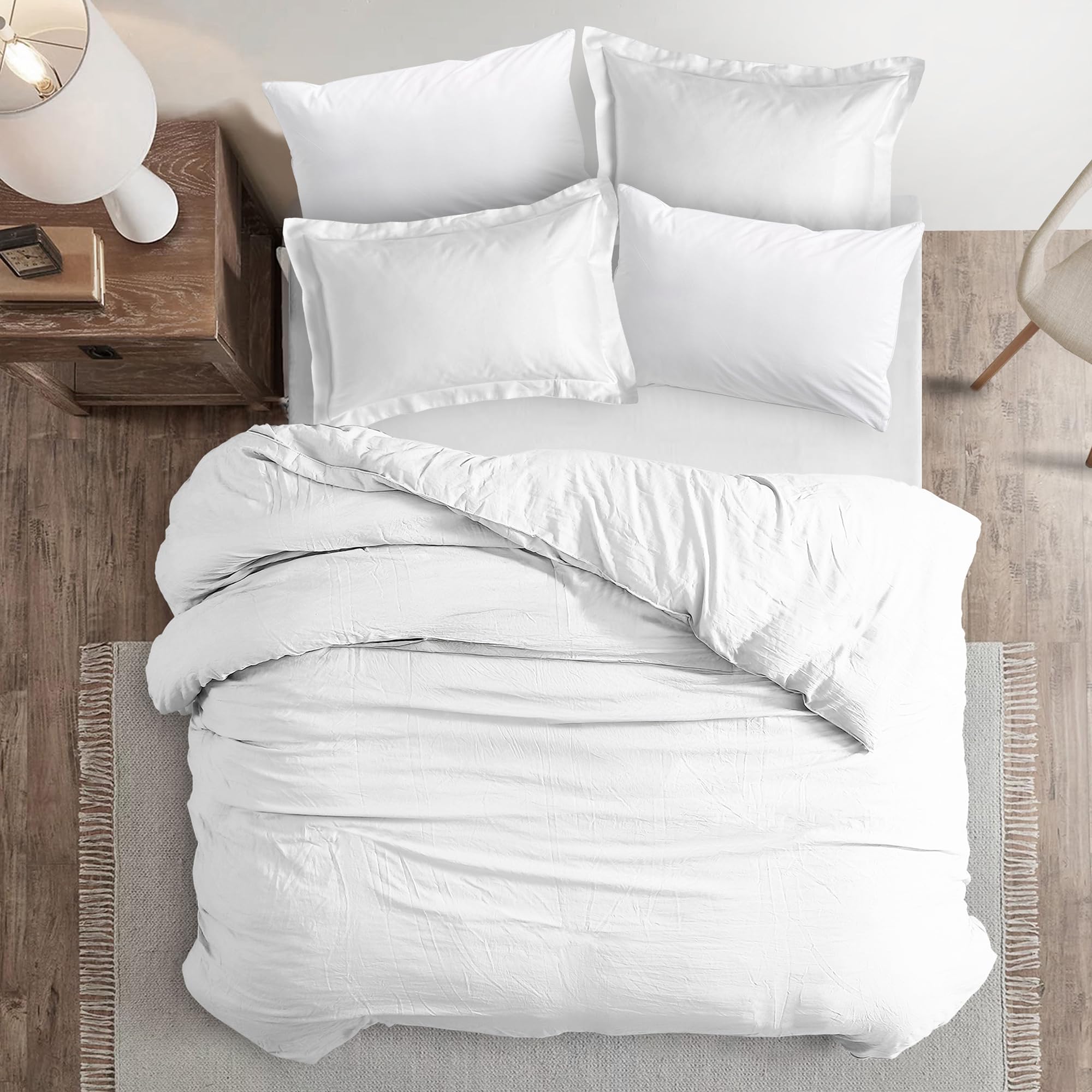 DANYDude 100% Egyptian Cotton 4PC Duvet Cover Double Set 400 Thread Count Double Duvet Cover With Deep Fitted Sheet & Pillowcases 2 Pack | 4PC Quilt Cover Set