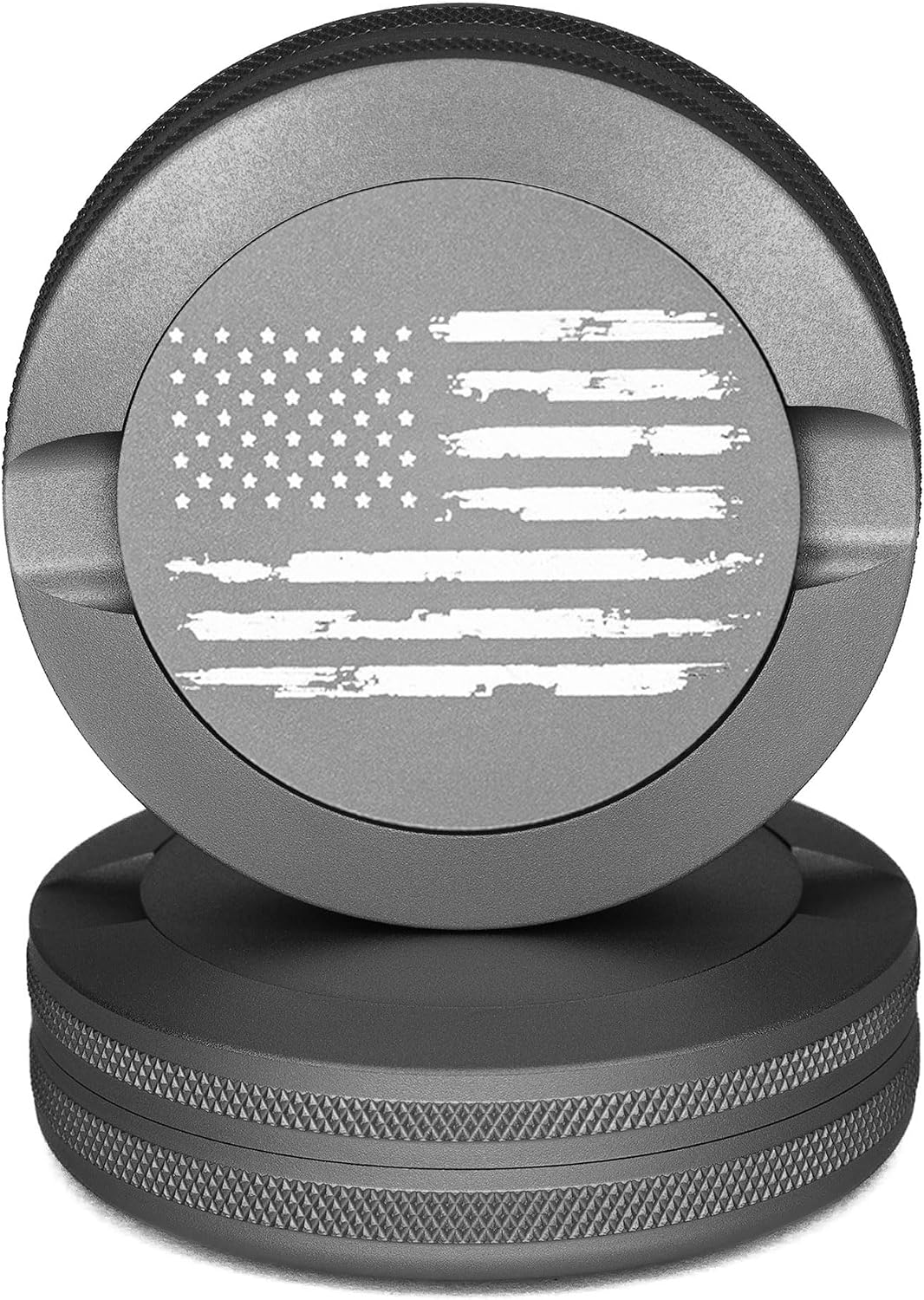 Premium Nicotine Pouch Container | Zyn Metal Can | Moisture & Odor Proof Snus Can | Zyn Accessories | Laser Engraved American Flag Design (Gunmetal Gray)