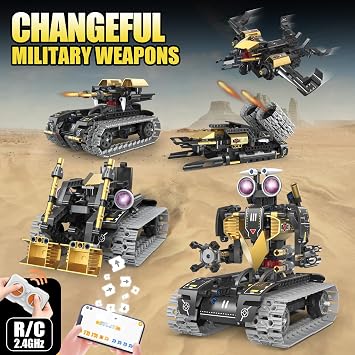 STEM Building Toys for Kids,5-in-1 Remote & App Controlled Construction Robot/Jet fighter/Tank/Speedboat/Bulldozer,RC Car 332 Pcs Educational Learning Building Blocks for Boys Girls Age 6-12+ Year Old