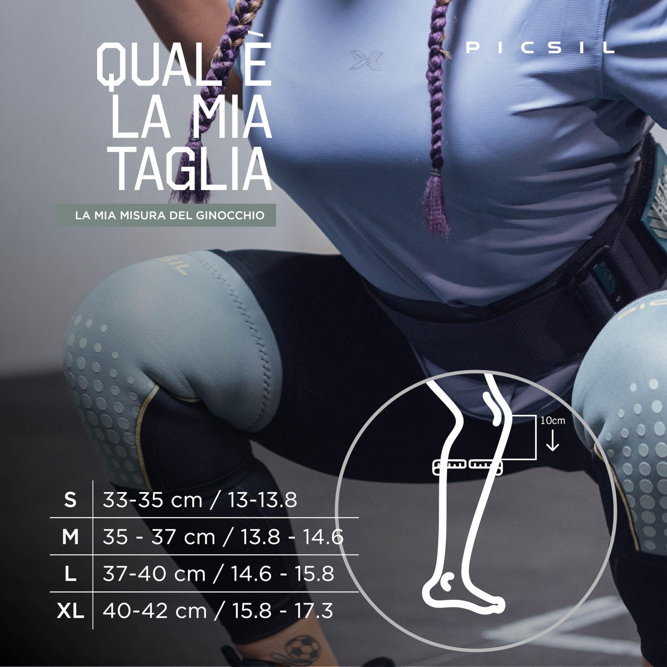 PICSIL Ginocchiere rigide in neoprene da 7/10 mm, 2 ginocchiere per il crosstraining, il powerlifting e il sollevamento pesi, per tutti gli atleti, unisex (Fern 7mm, S)