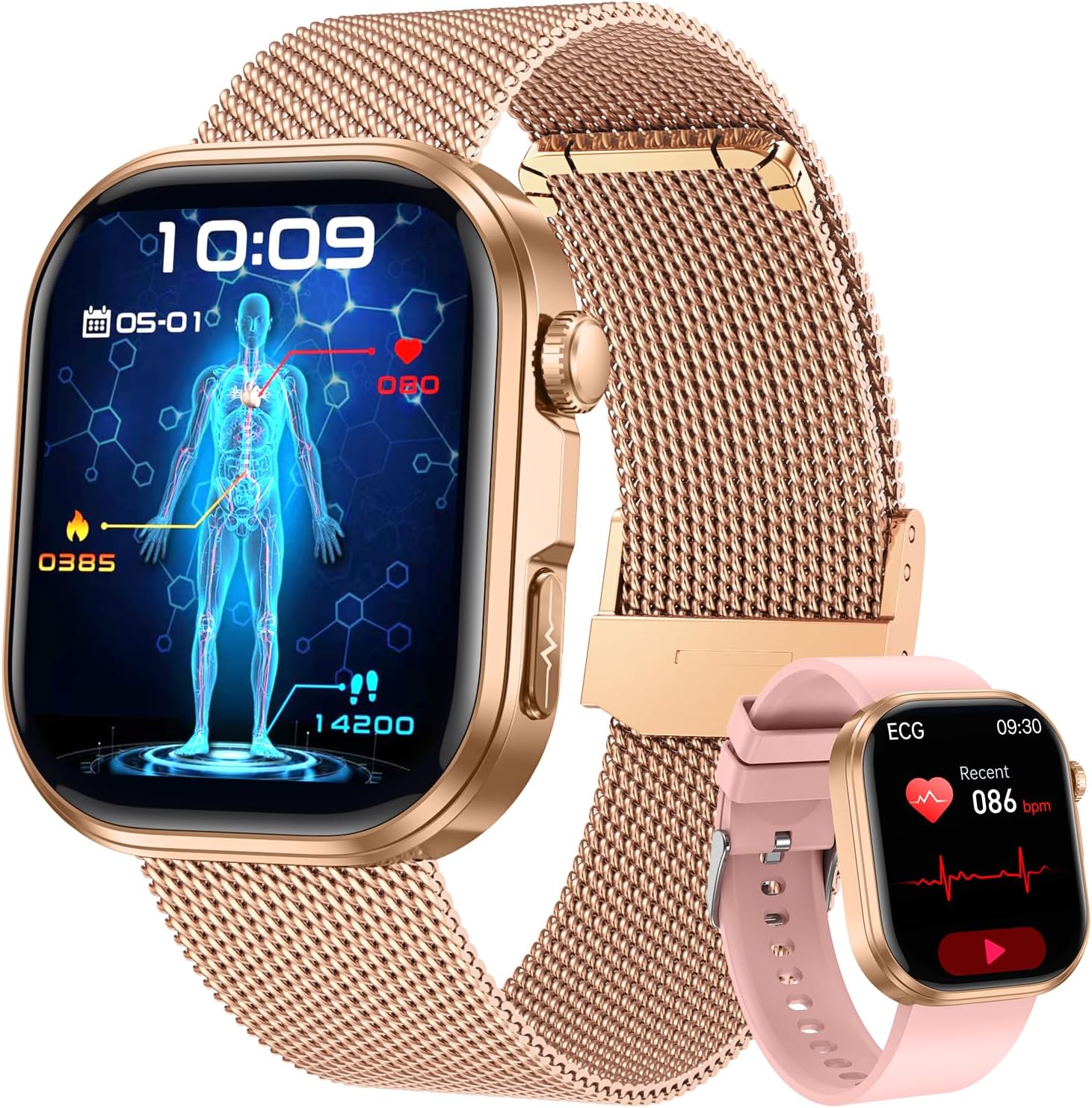 ECG HRV Smart Watch Women Fitness Tracker - 1.88" TFT Screen Smartwatch with Bluetooth Call Sleep Monitor Heart Rate Blood Pressure SpO2 130+Sports Modes Step Counter IP67 Waterproof for Android iOS