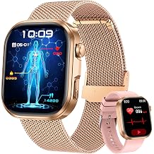 Women's Smartwatch with ECG HRV Blood Pressure Heart Rate Smart Watch Gold EGG Health Watch 1.88 Inch Square Stainless Steel Strap Wristwatch Waterproof Pedometer Blood Oxygen Phone