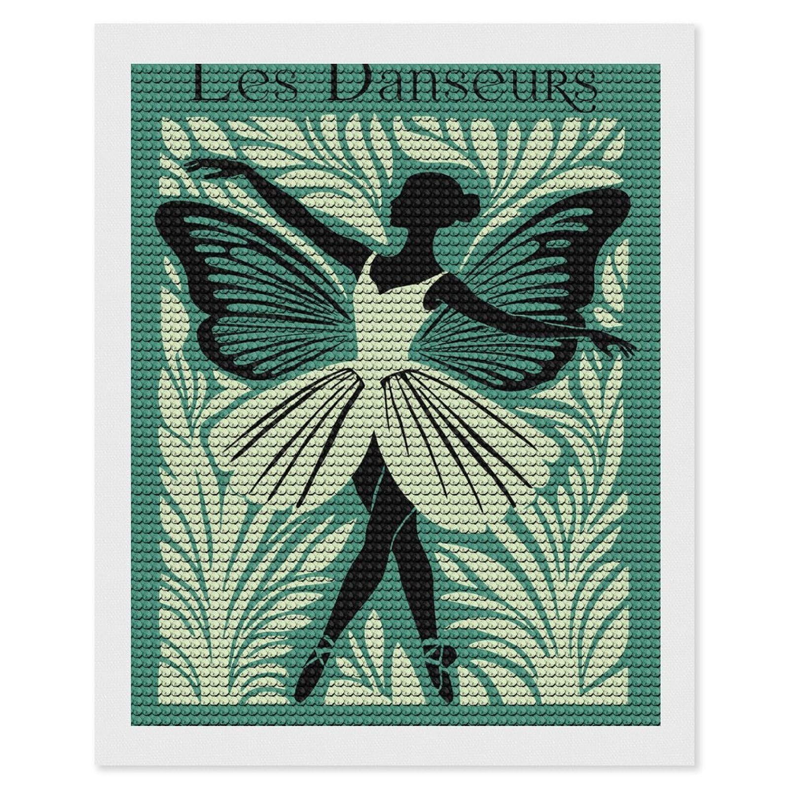 Junmoney Ballet Dancer with Butterfly Wings DIY Diamond Art Canvas Kit 16"x20", Decorate Your Room, Sparkling Round Gems, Fun Craft Experience, Farmhouse Decor