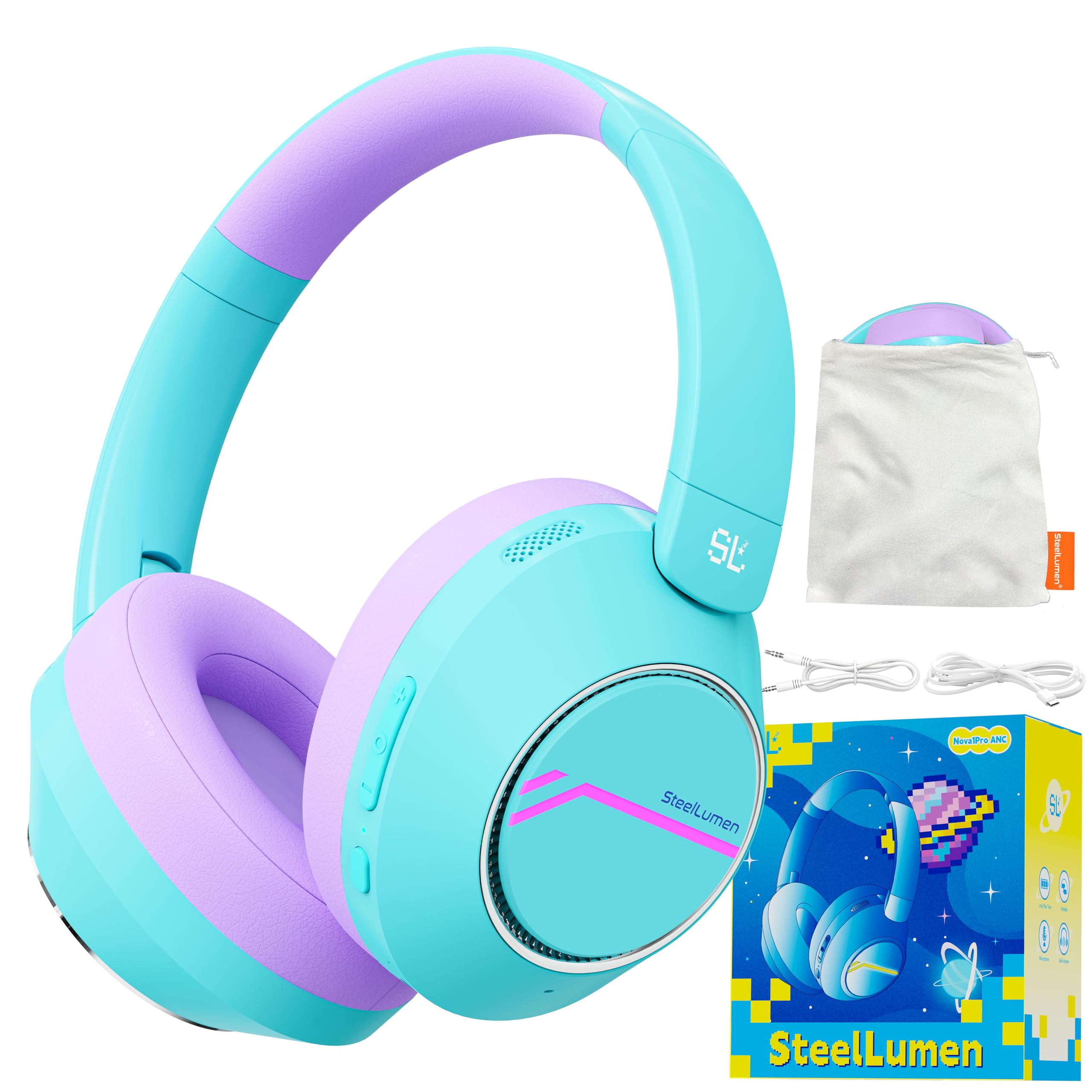 Steellumen Noise Cancelling Kinder Bluetooth Kopfhörer, 74/8