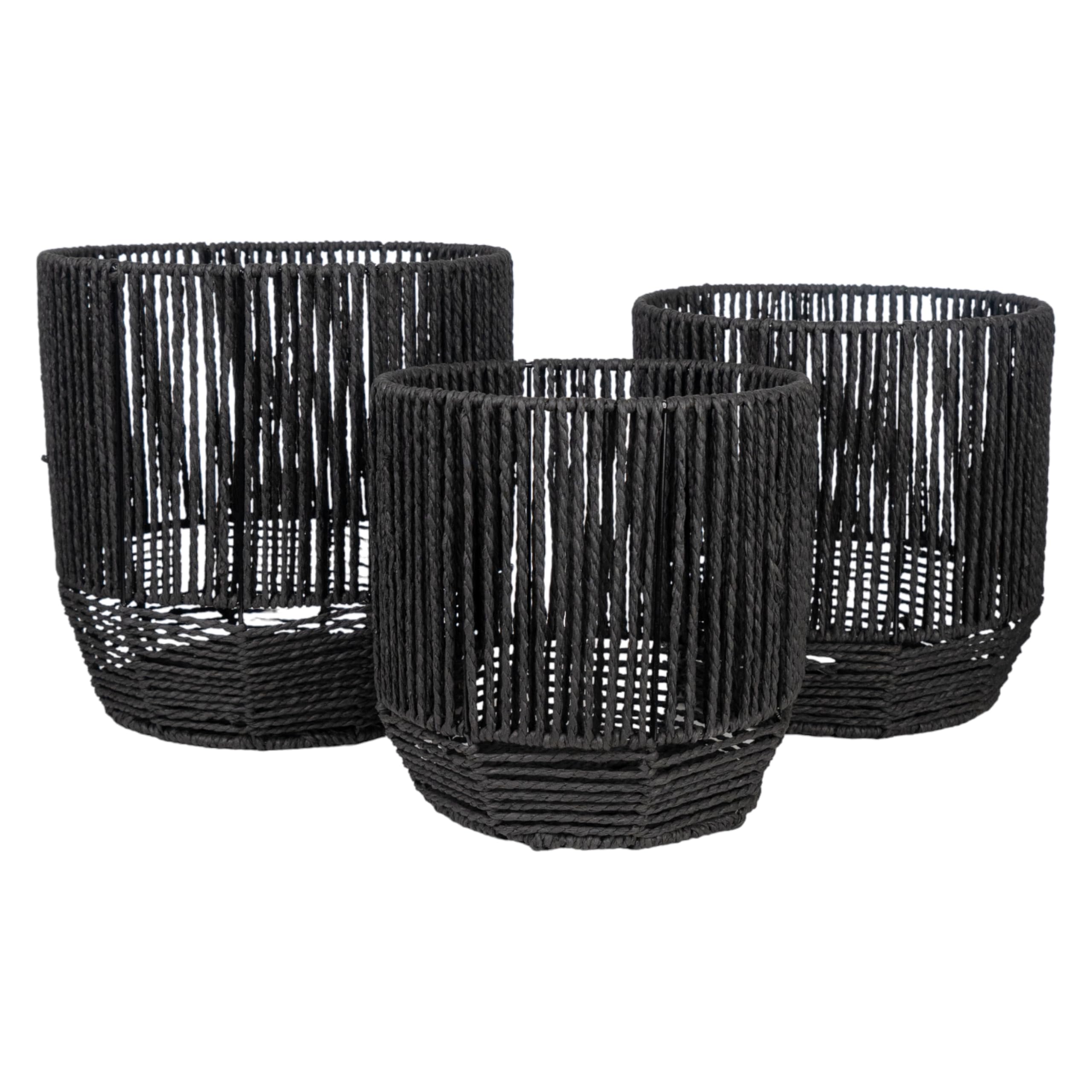 Set 3 maceteros cuerda negro pour harmoniser vos plantes vertes
