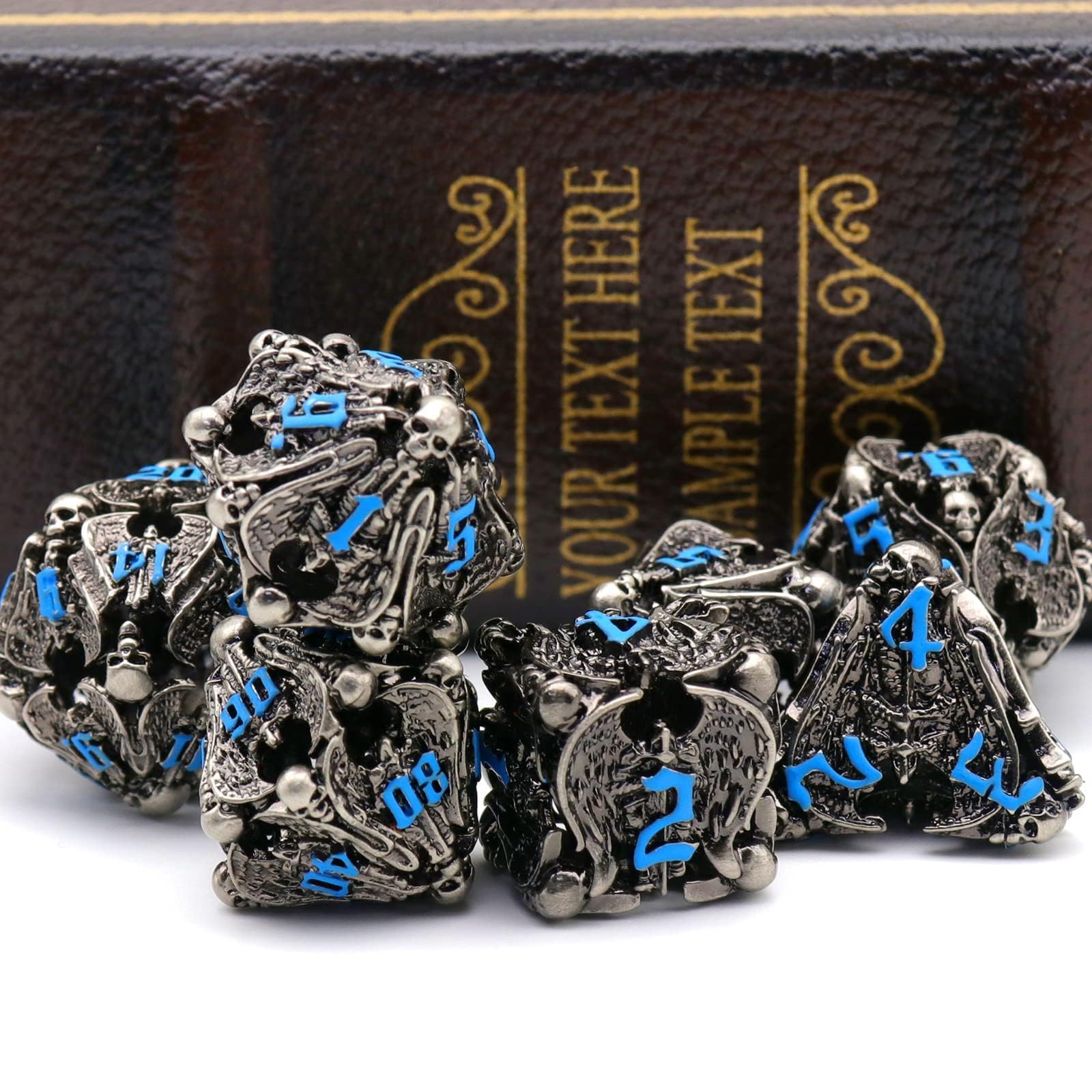 Zestaw Kości DND for Dungeons and Dragons, D&D Zestaw Kości Wielościennych ZHOORQI, Metalowych Dice Set do gier Fabularnych(TS-Blue)
