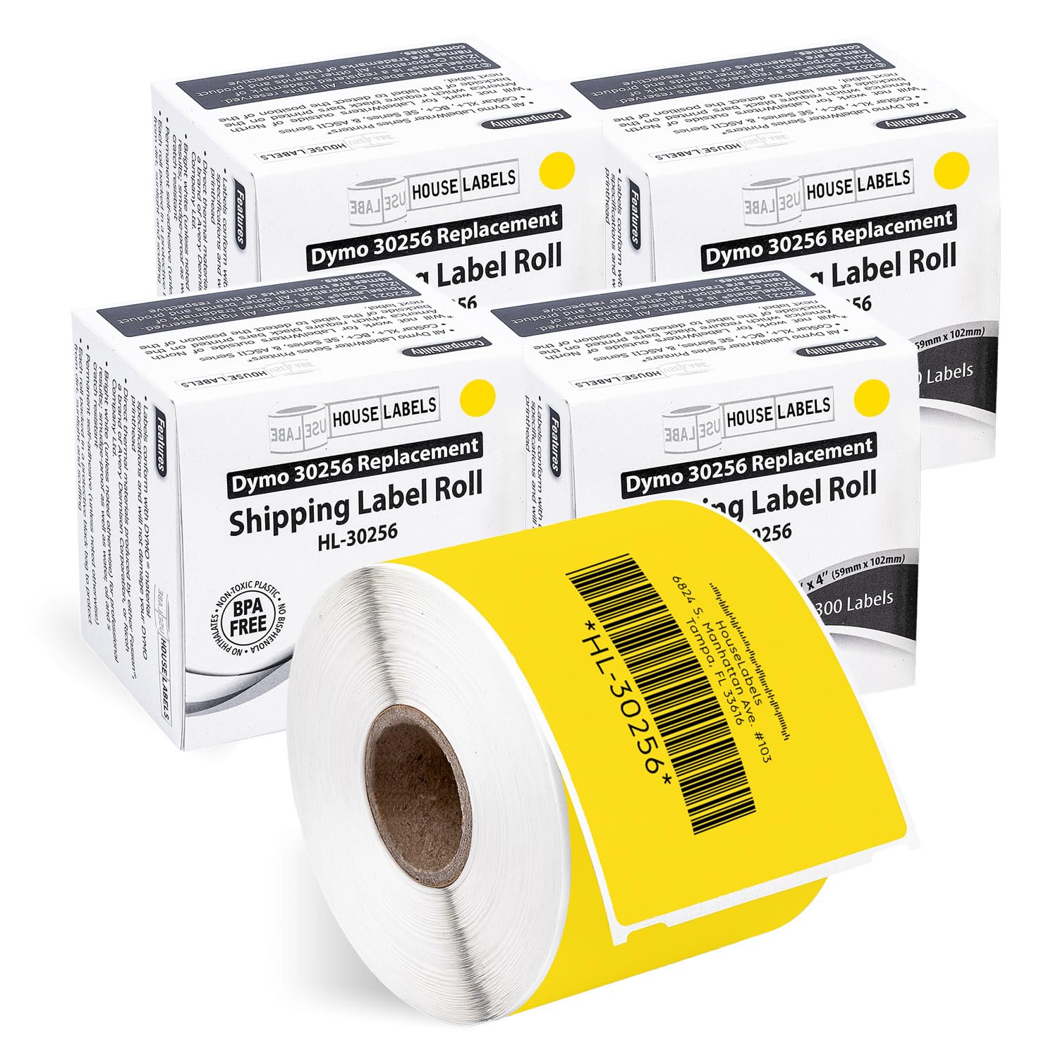 HOUSELABELS Compatible DYMO 30256 Yellow Shipping Labels (2-5/16" x 4"), Strong Permanent Adhesive, Compatible with DYMO LW 450, 4XL, Rollo & Zebra