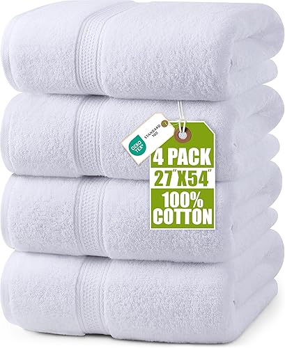 Miniatura 11 de Utopia Towels - Juego de 4 toallas de baño (27 x 54 pulgadas), 100% algodón hilado en anillo, 17.7 oz/yd² (600 g/m²), ligeras, altamente Marfil