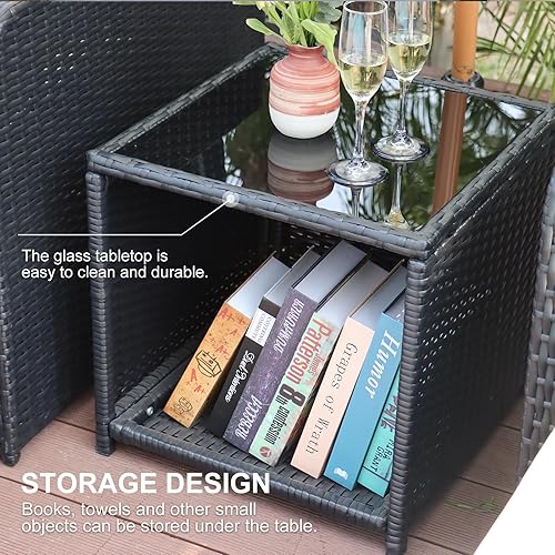 Miniatura 6 de Juego de muebles de mimbre para patio al aire libre juegos de muebles convertibles de ratán con cojín otomano impermeable para exteriores, sillas de