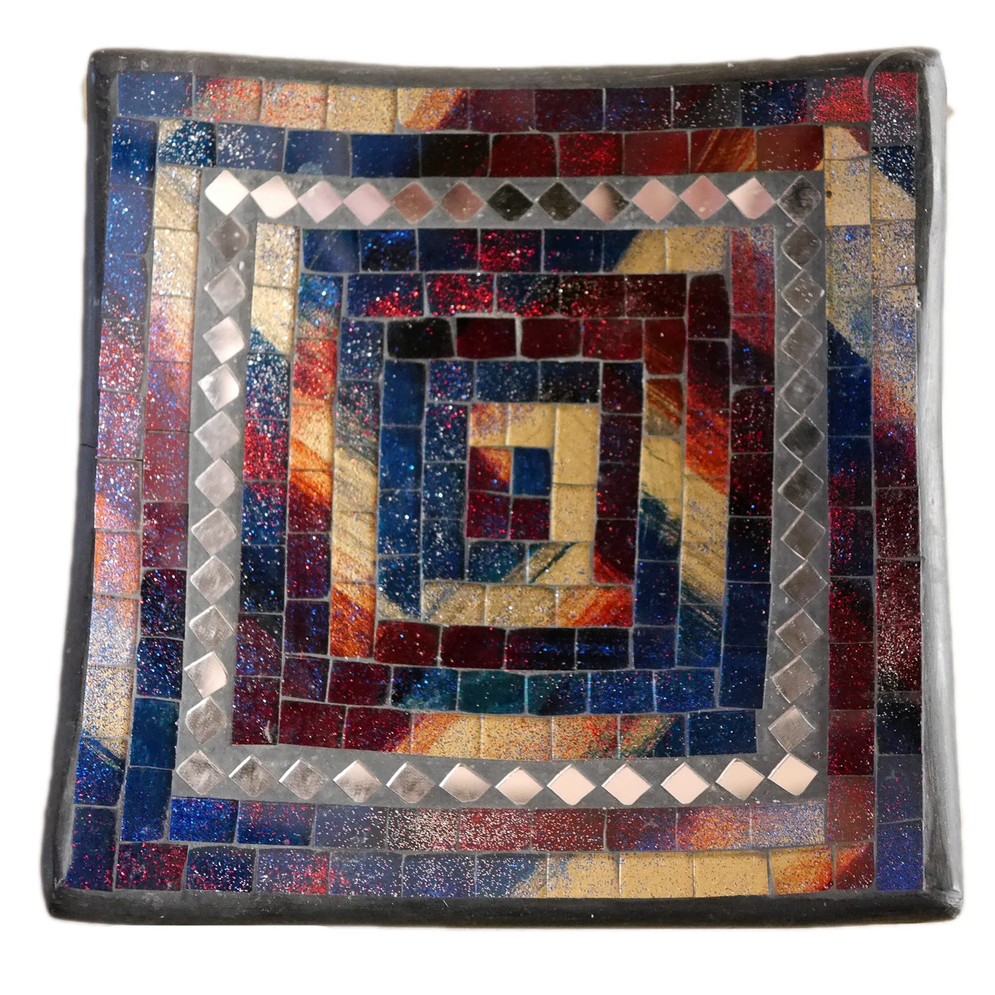 ART-CRAFT Dekoschale Mosaikschale blau rot mit Spiegel Tonsc