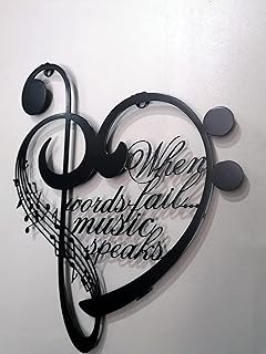 Personalized Music Metal Wall Art and Decor, Custom Music Notes Gift, Gift for Musician, Music Teacher Gift, Entrway or Bedroom, Metal Wall Sculpture (Black-14"-Ready Text)