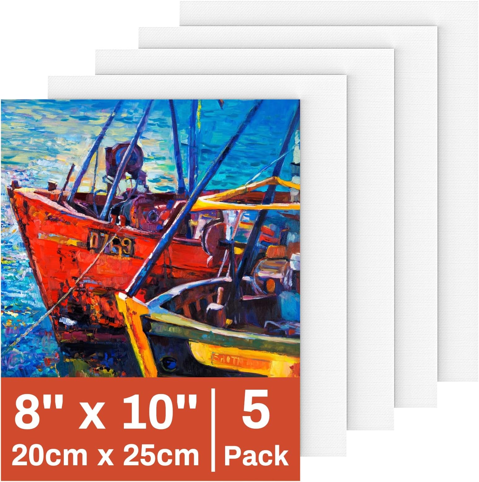 5 Packs Canvas for Painting 8 x 10 Inch, Koncci Cotton Acid-Free Blank Canvas Board for Acrylic Paint, Oil Paint & Wet Water Art Media, Kids Hobby Painters and Beginners