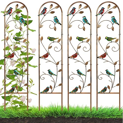 Blulu 4 Pack Metal Garden Trellis for Climbing Plants, 60x11