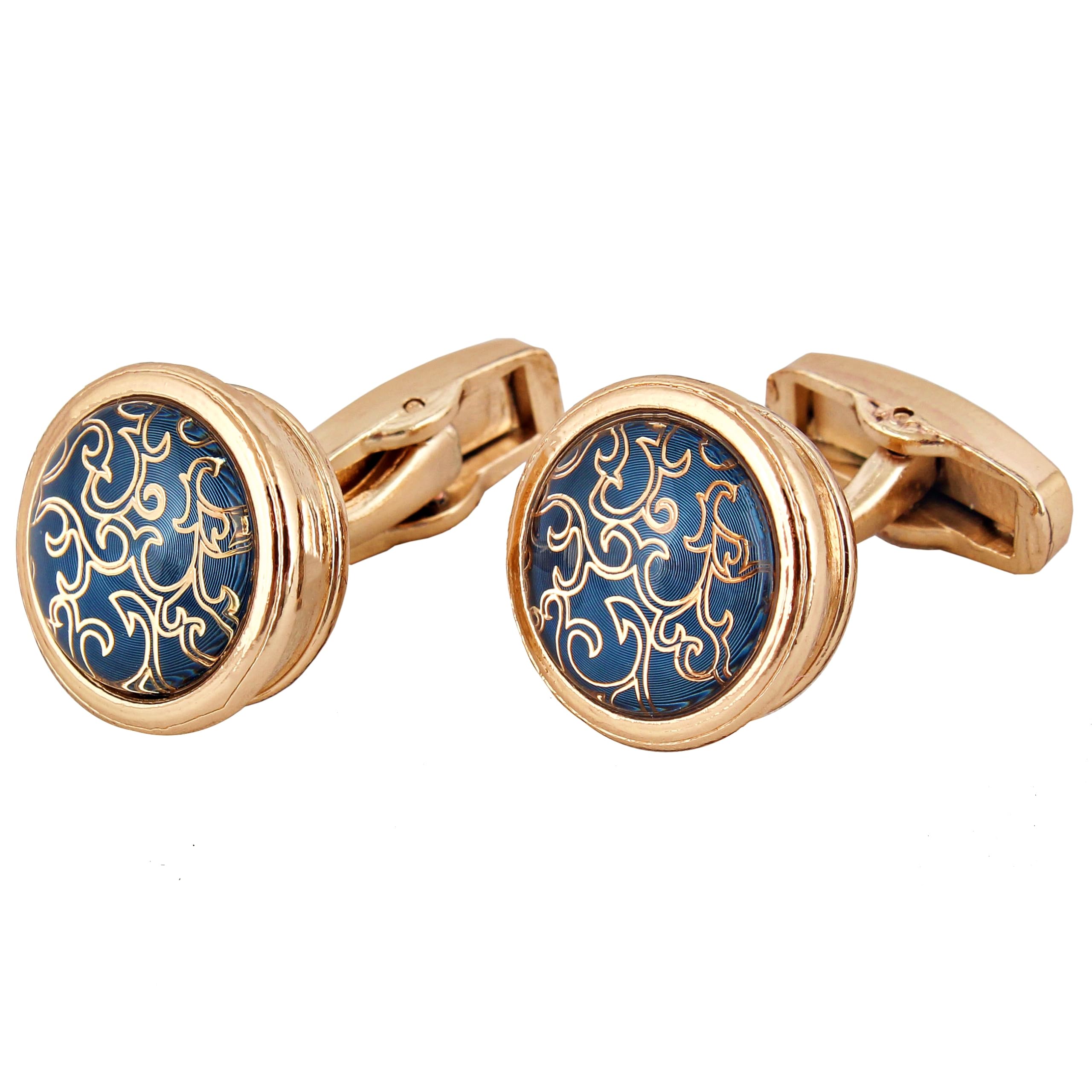Lucky Jewellery Unique Men Jewelry Gold Plated Blue Color with Golden Design Alloy Sleeve Button Formal Cuff Button Wedding Shirt Button, Suit, Blazer Cufflinks Pair Gift Set For Men (260-CHC4-1088) (B0CZNVQQTM) Amazon Price History, Amazon Price Tracker