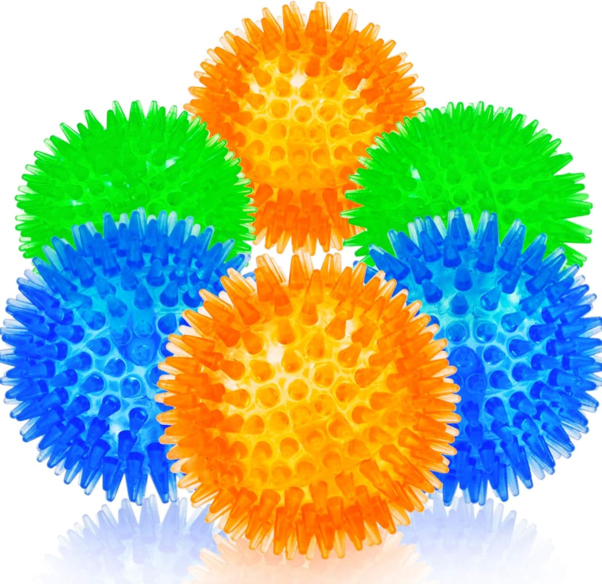 SHARLOVY Squeaky Balls for Pet Small Puppy, TPR Fetch Spike Balls for Dogs, Rubber 6 Pack Bright Colors Chew Teething Dog Toys