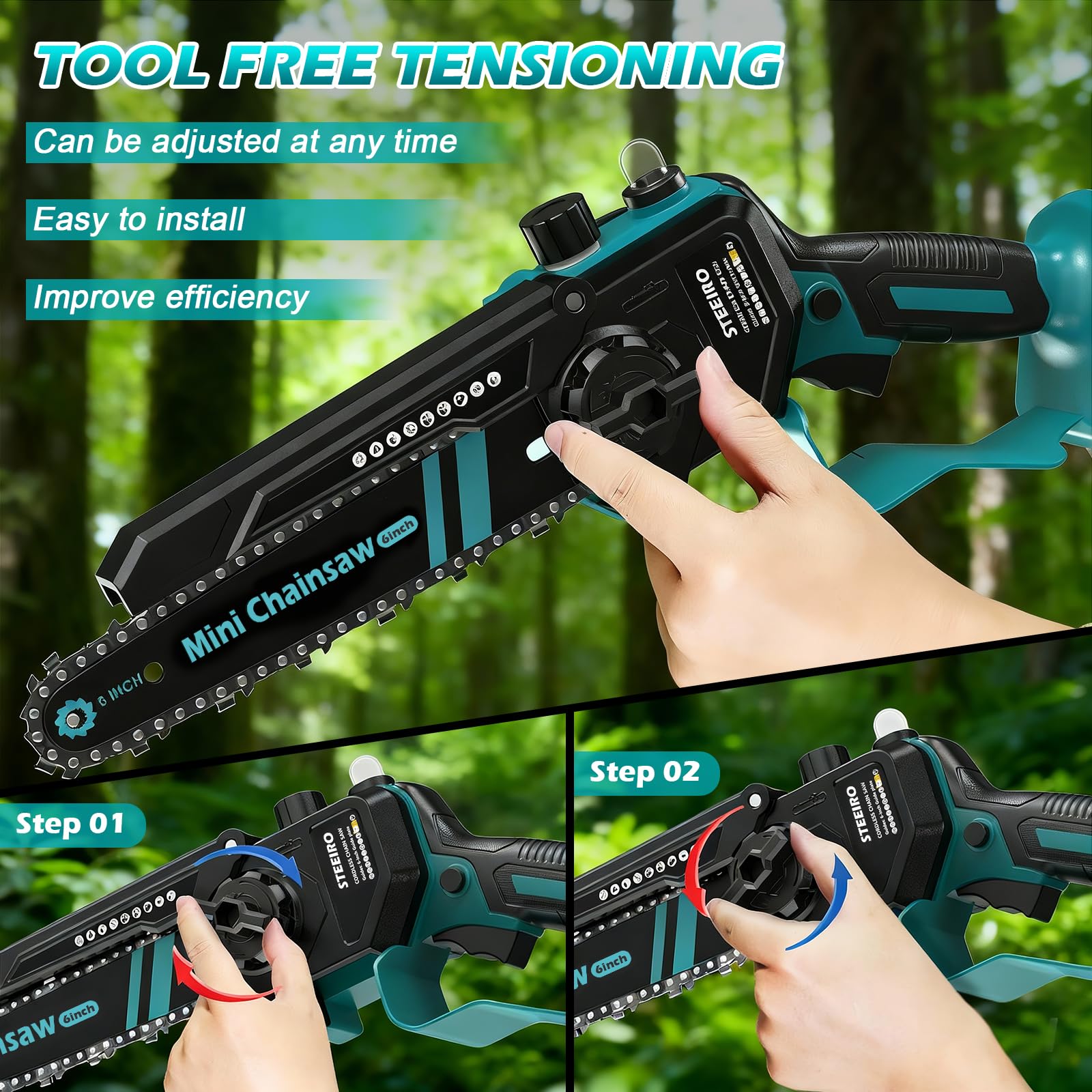 Mini motosierra eléctrica sin escobillas de 6 pulgadas, motosierra eléctrica inalámbrica para Makita BL de 18 V, motosierra de mano apta para jardinería, corte de madera, recorte (sin batería ni
