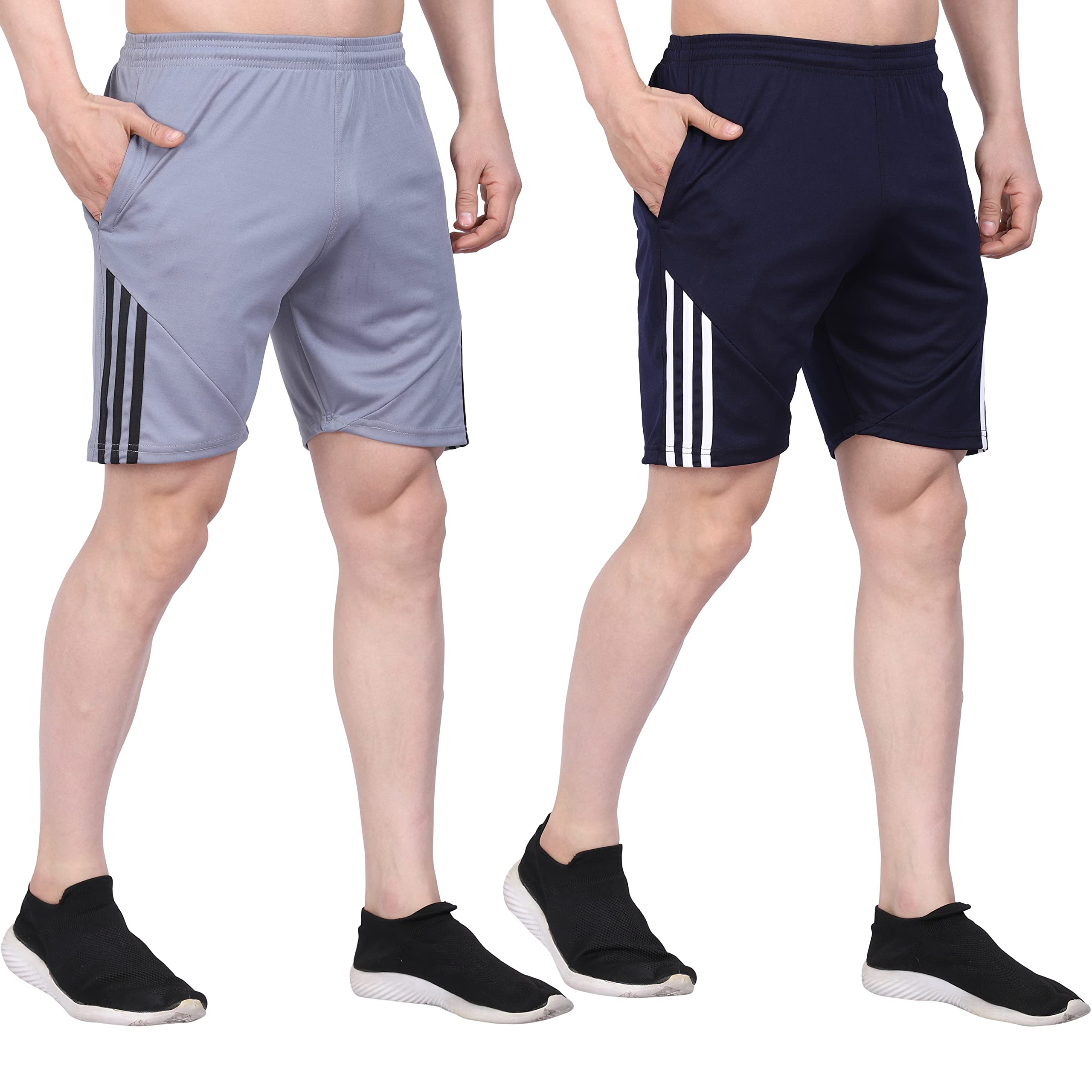 riksaw Men Lycra Blend Casual Shorts Both Sides 2 Pockets with Zipper (Pack of 2)-picture-35