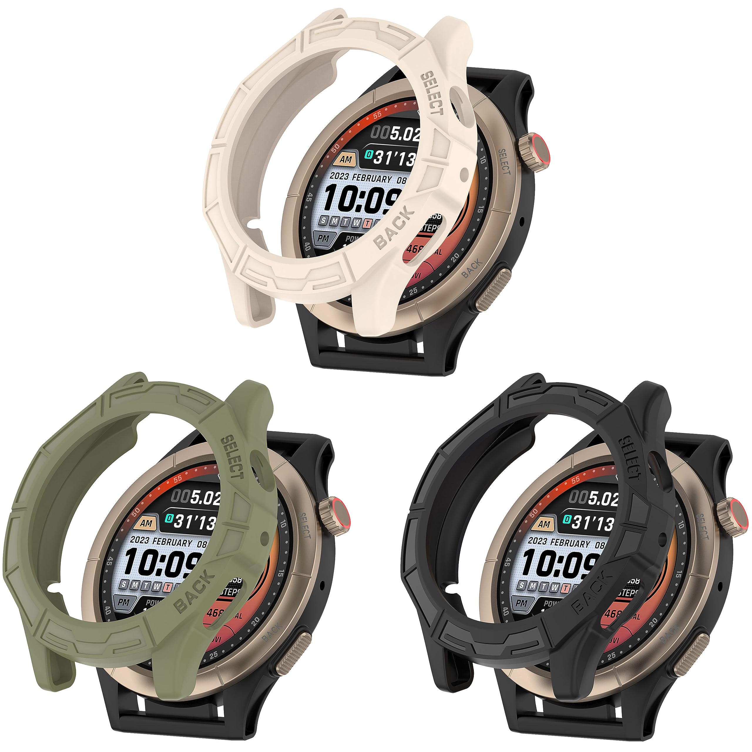 FitTurnCase Screen Protector Compatible with Amazfit Cheetah/Amazfit Cheetah Pro Smartwatch, Soft TPU Case Ultra Thin Bumper Case Overall Protective Cover Skeleton Armor Protective case (3pack-2)