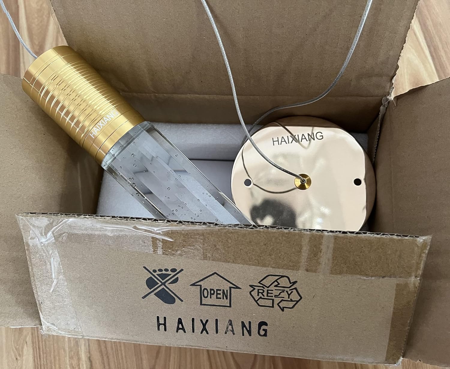 HAIXIANG 3Packs Independent Pendant Light Kitchen Island Dining Room Light Gold LED Light Fixture Linear Chandelier Lighting for Kitchen Island Modern Hanging Light Fixtures Daylight Bulbs Included - - 