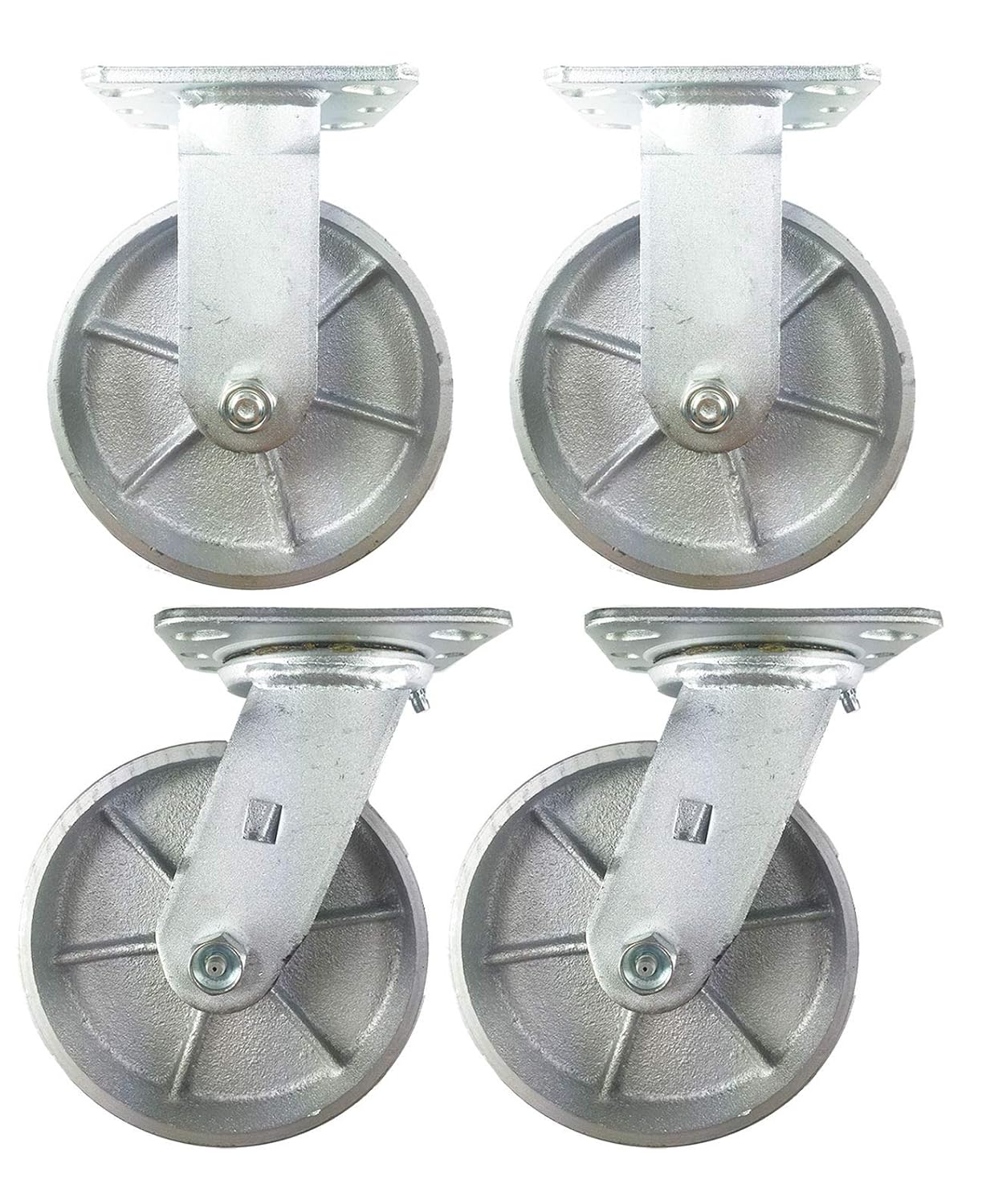 Steel Wheel Caster 6" x 2" - 2 Swivels & 2 Rigids