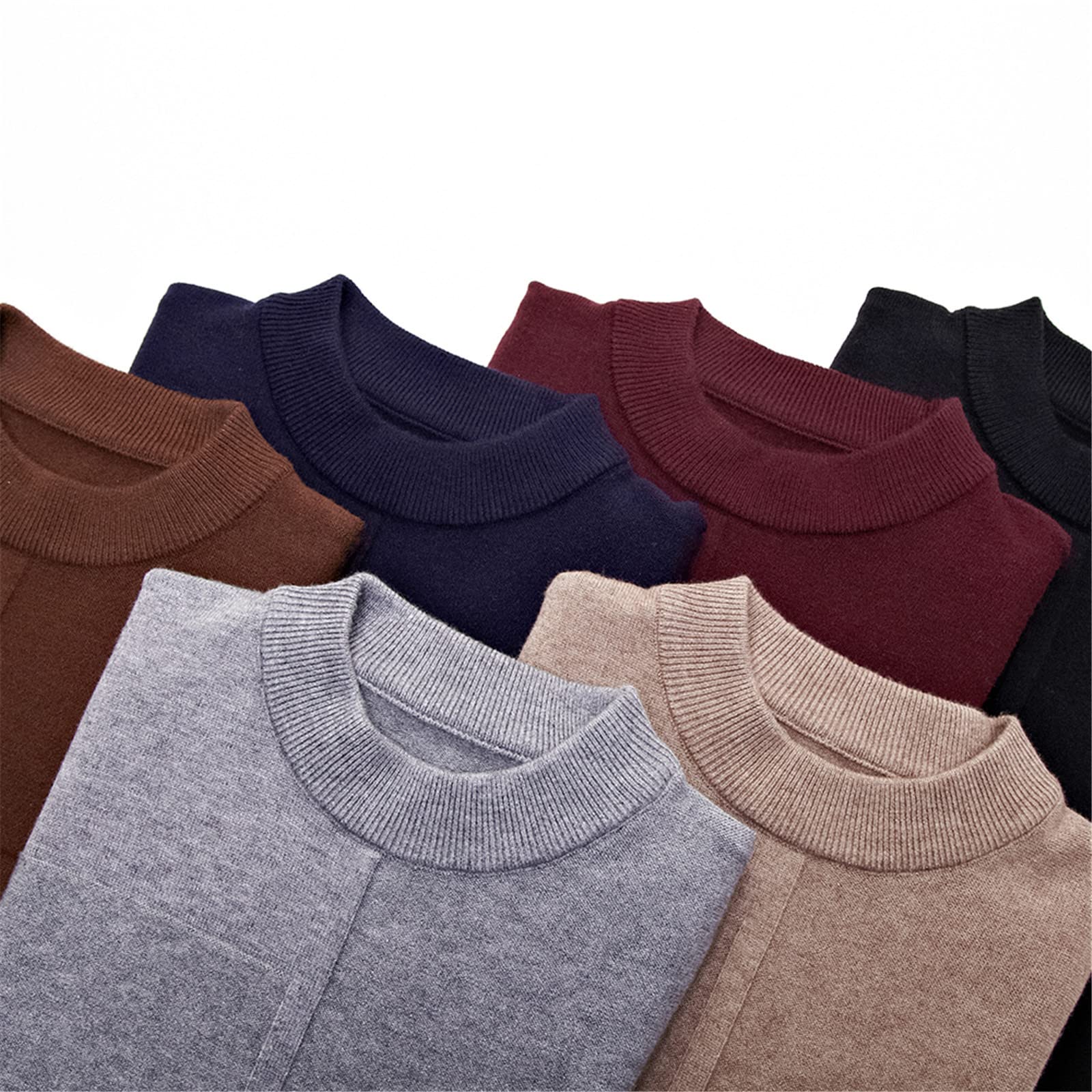 Vogrtcc Suéter de punto jersey de cuello redondo suéter de color sólido simple de los hombres casuales suéter, marrón oscuro, XL
